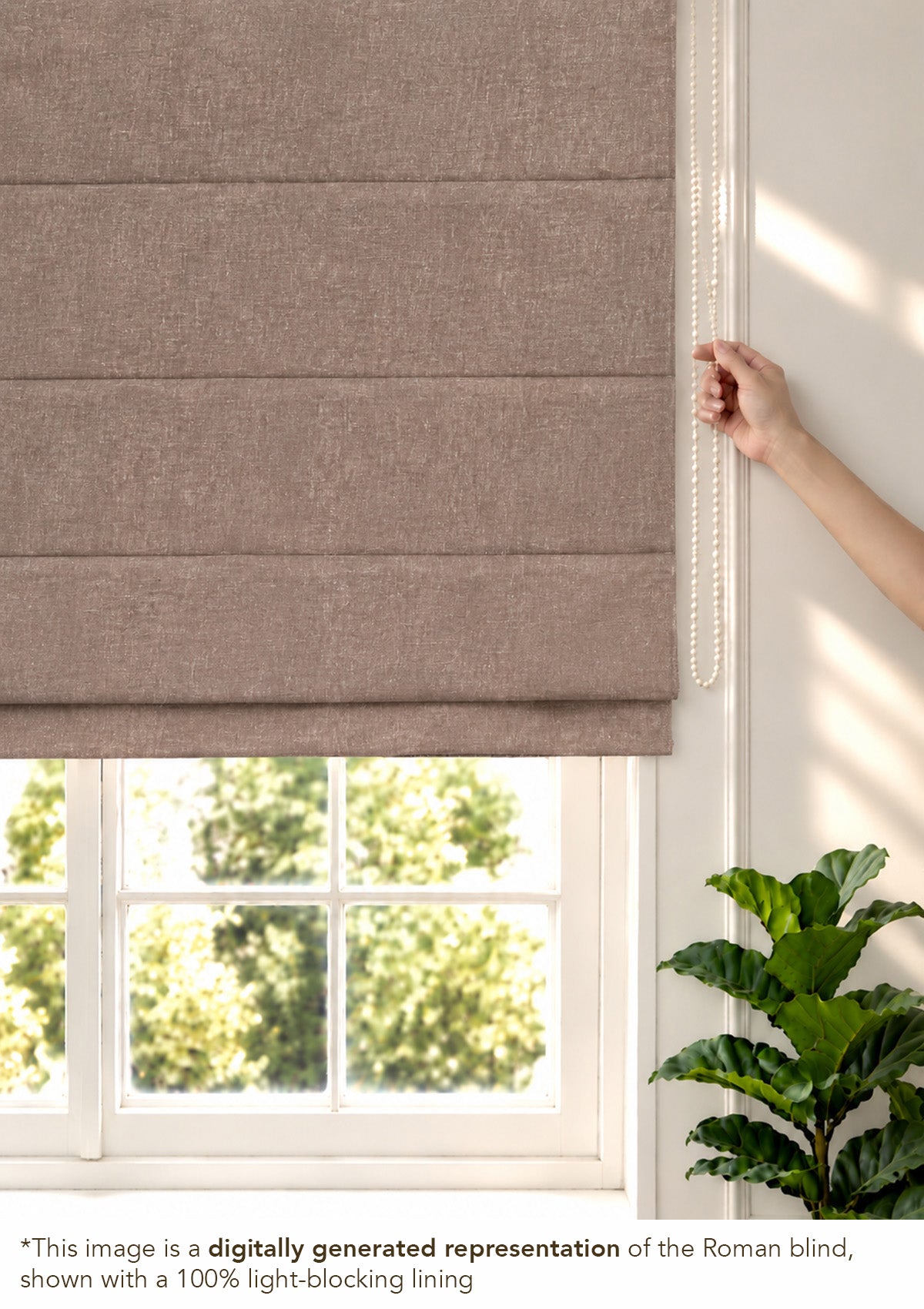 Fig Brown Solid Linen Cotton Blend Textured Blind For Livingroom / Bedroom | Room Darkening