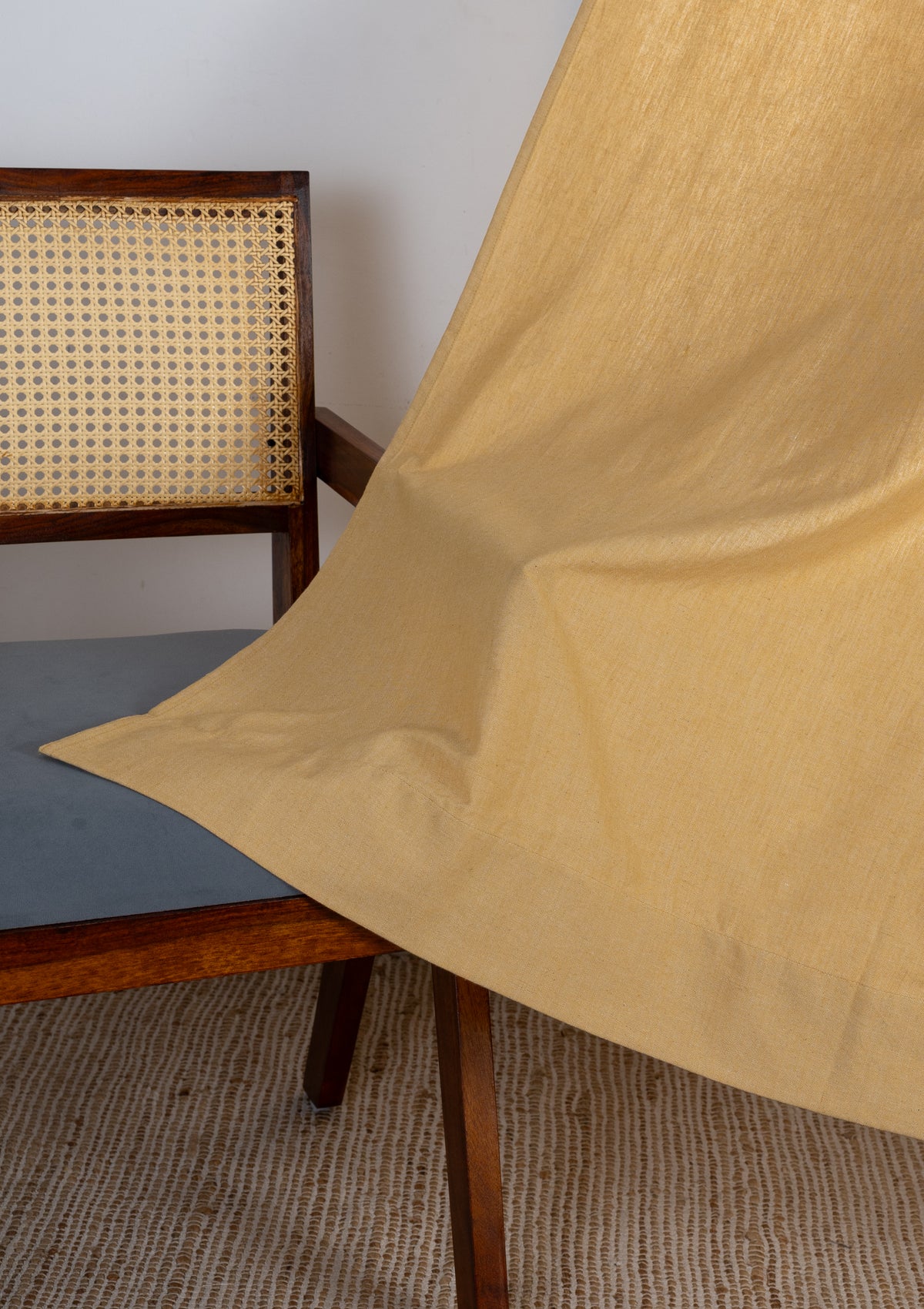 Honey Yellow Mustard Solid Linen Cotton Blend Textured Curtain For Livingroom / Bedroom | Room Darkening | Single Piece