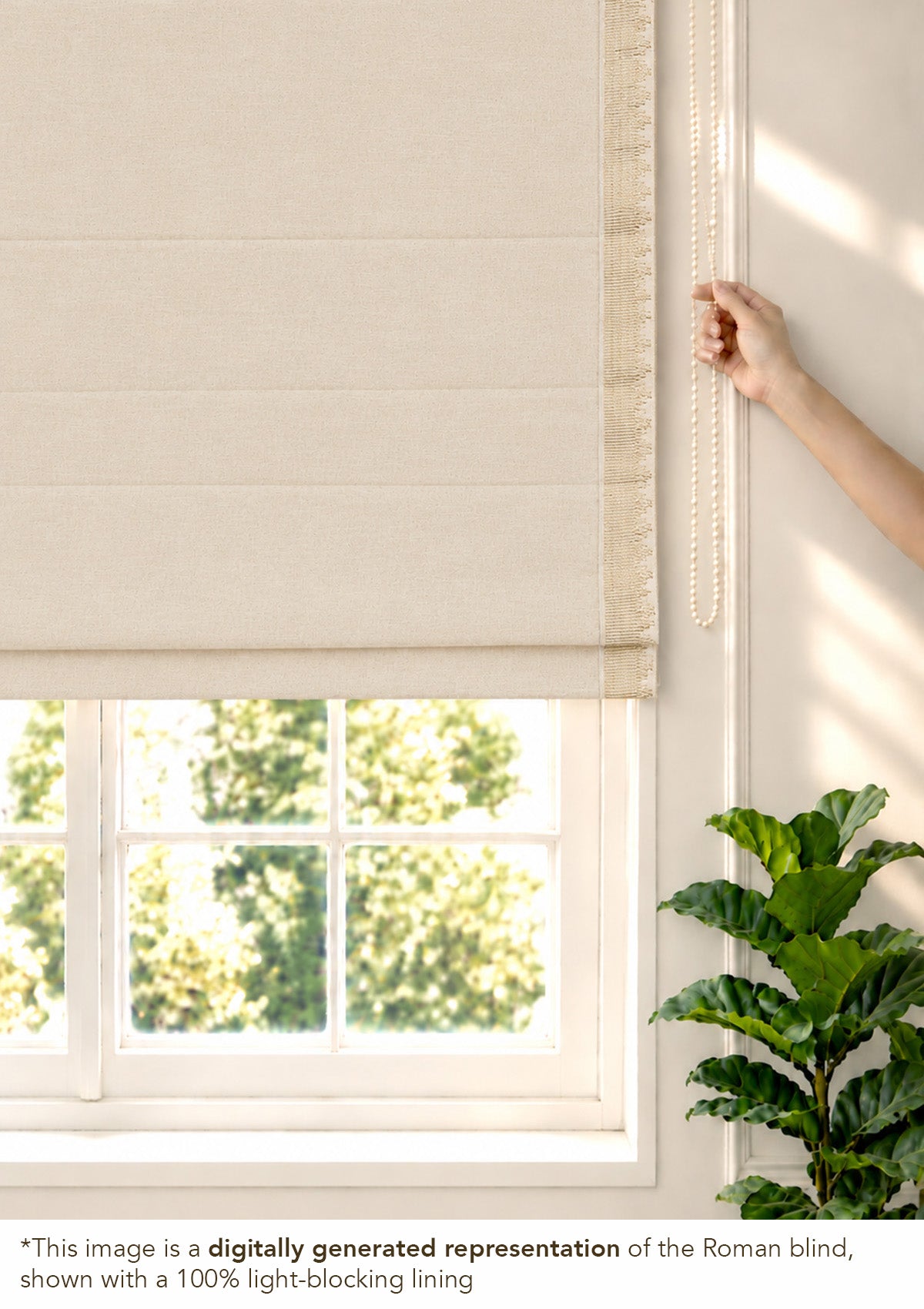 Kinari Solid Linen Beige & Gold Ethnic Linen Cotton Blend Textured Blind For Livingroom / Bedroom | Light Reduction