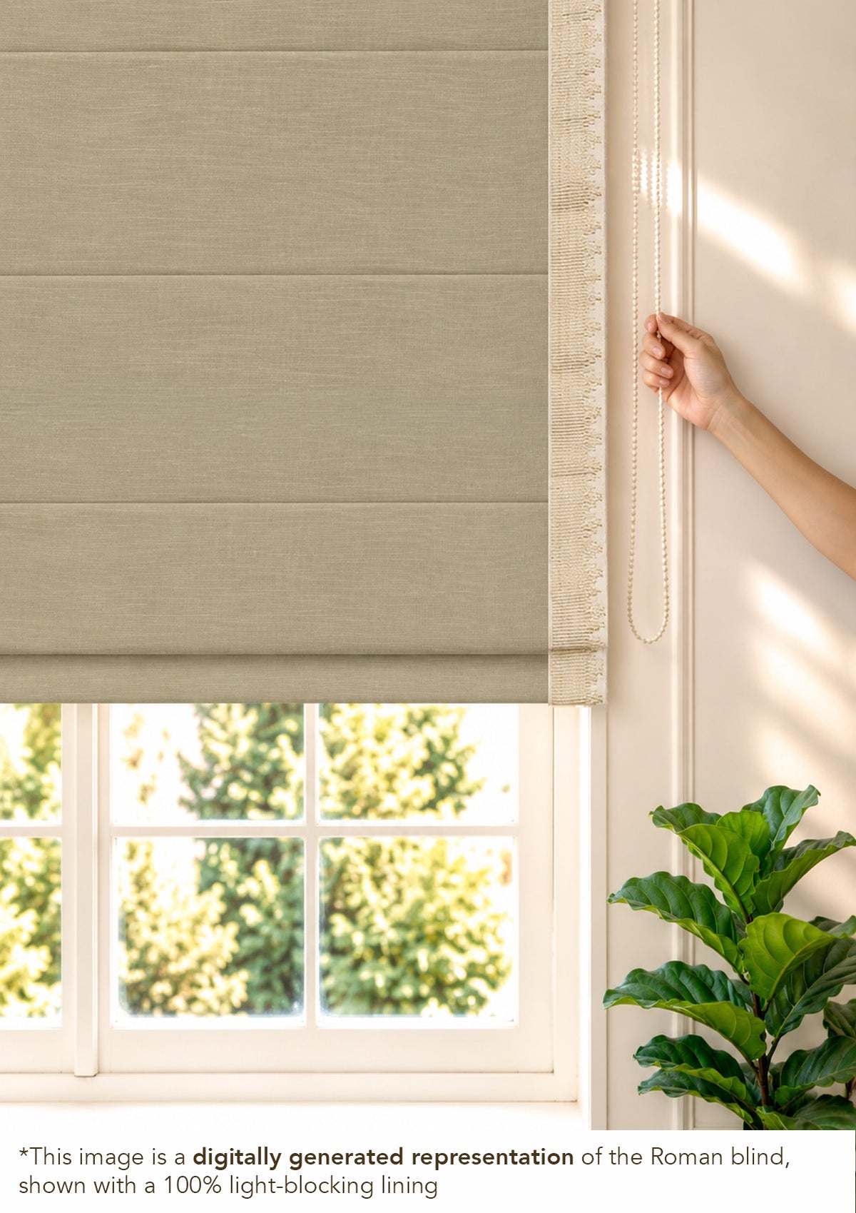 Kinari Herb Green & Gold Ethnic 100% Cotton Textured Blind For Livingroom / Bedroom | Room Darkening