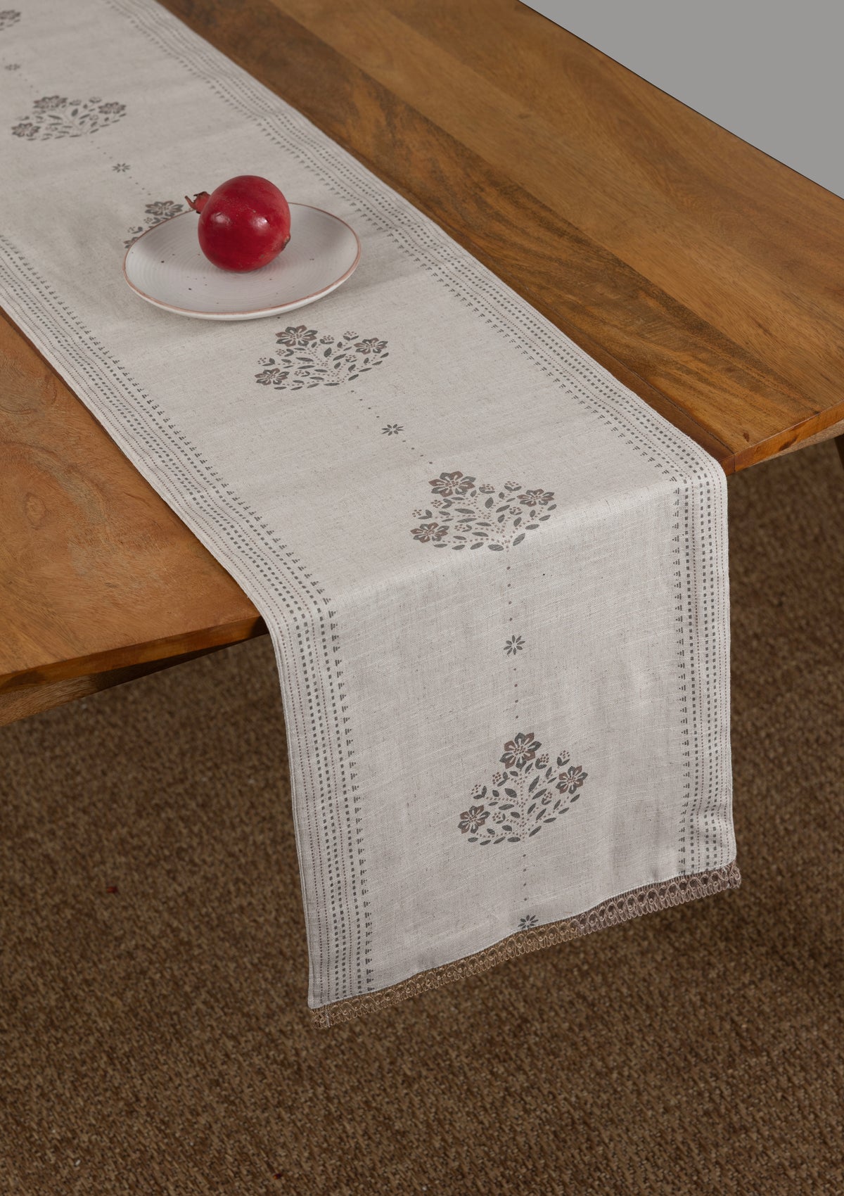 Kusum Brown 100% Cotton Printed Table Runner