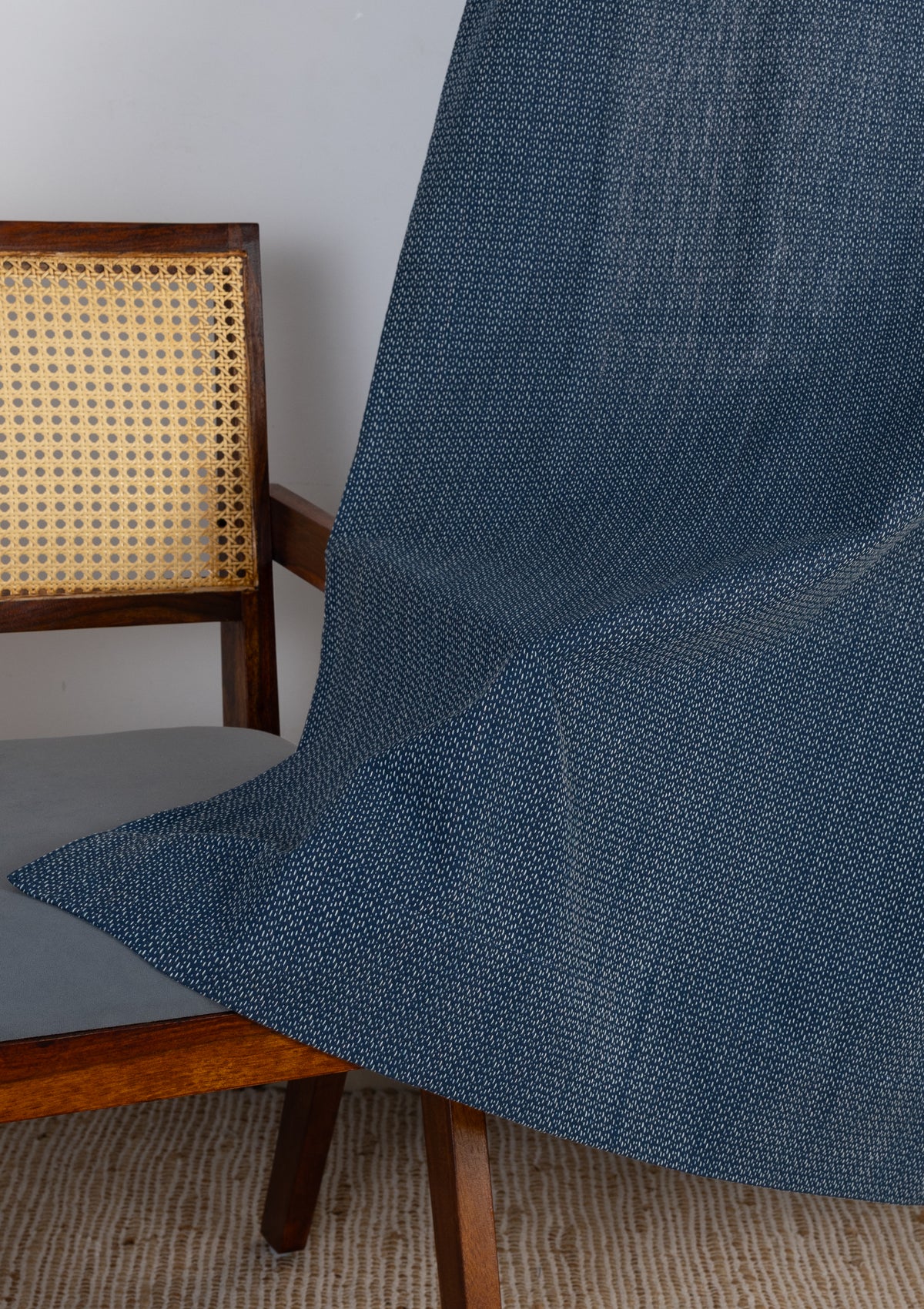 Pacific Blue 100% Cotton Textured Curtain For Livingroom / Bedroom | Room Darkening | Single Piece