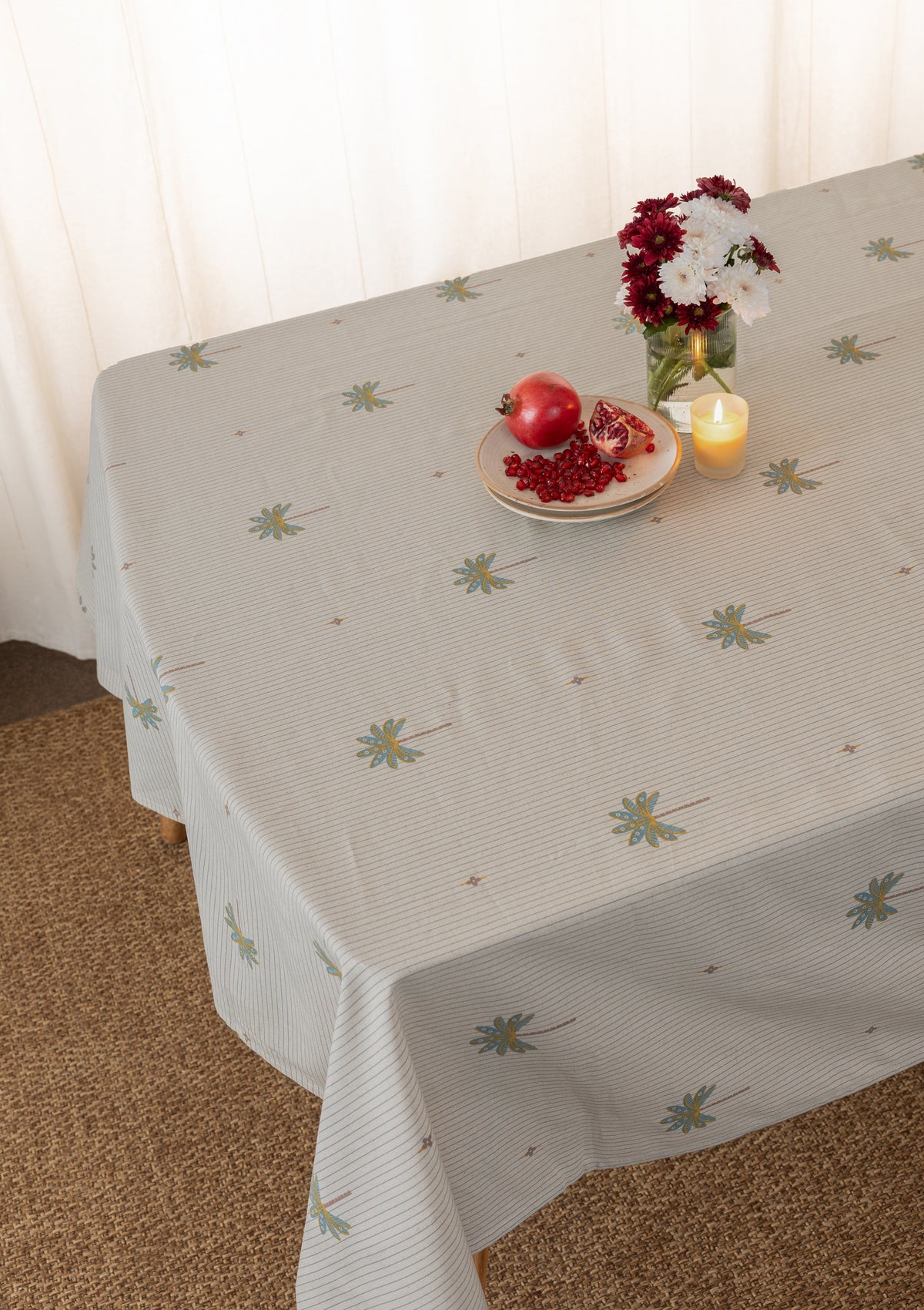 Tala Teal 100% Cotton Printed Table Cloth