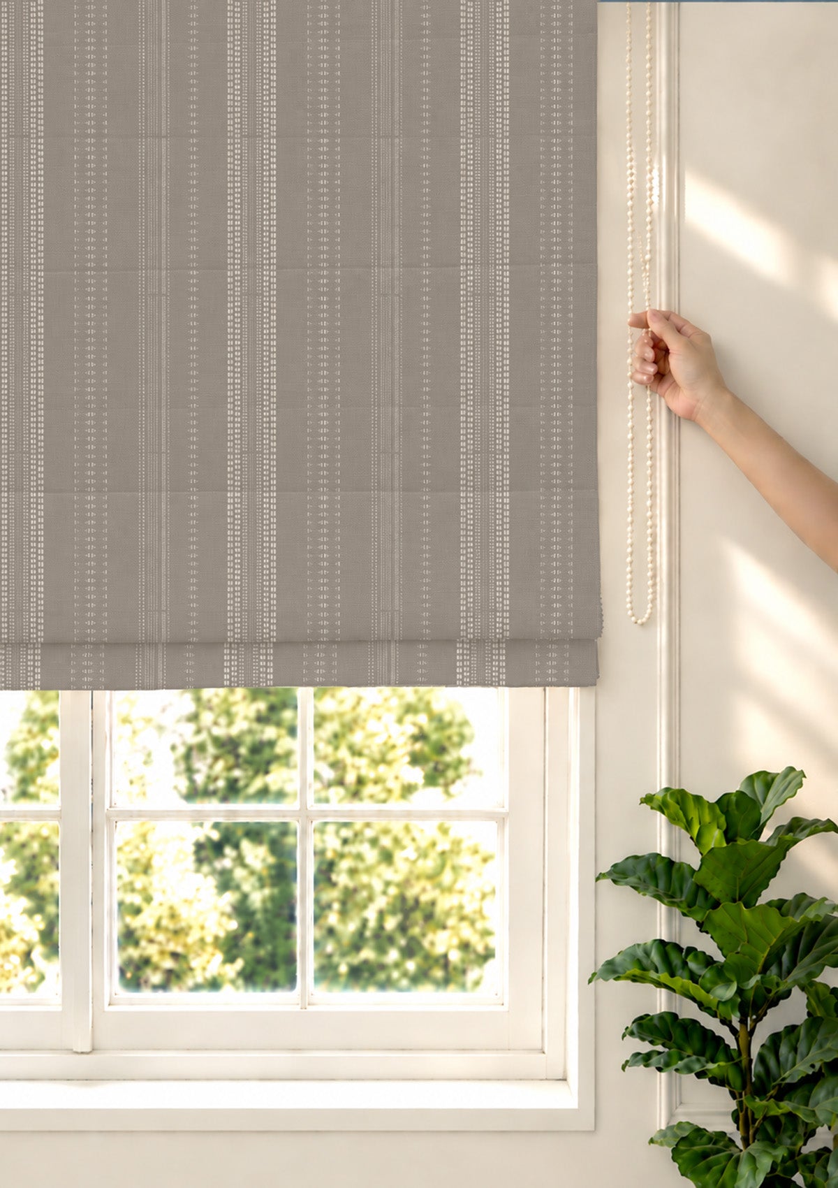 Zia Grey Neutral 100% Cotton Textured Blind For Livingroom / Bedroom | Room Darkening