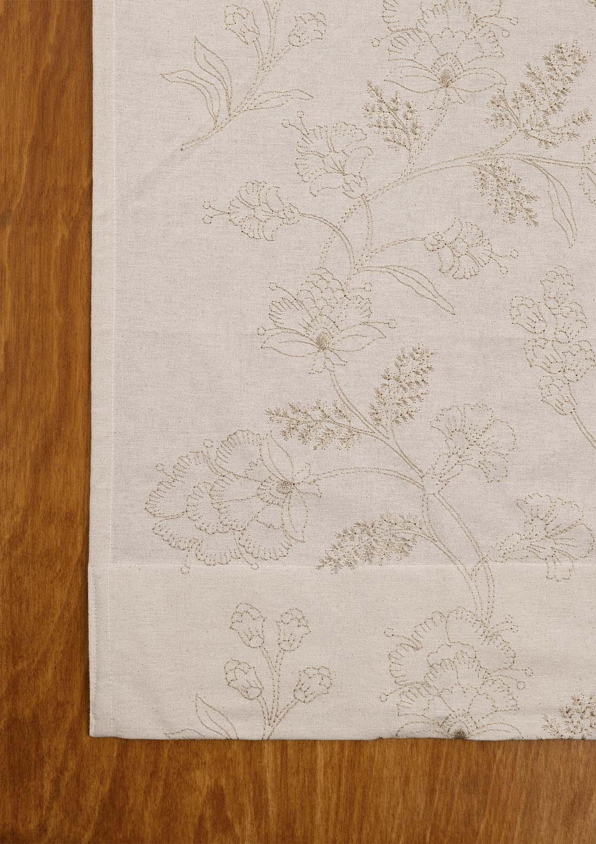 Mukta 100% Cotton Embroidery Curtain for living room & bedroom - Light Reduction - Beige - Single Piece
