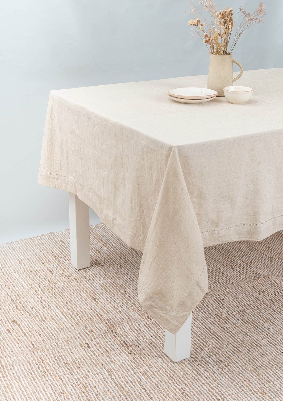 Linen tablecloth hotsell Made in Italy Round Modern cream white