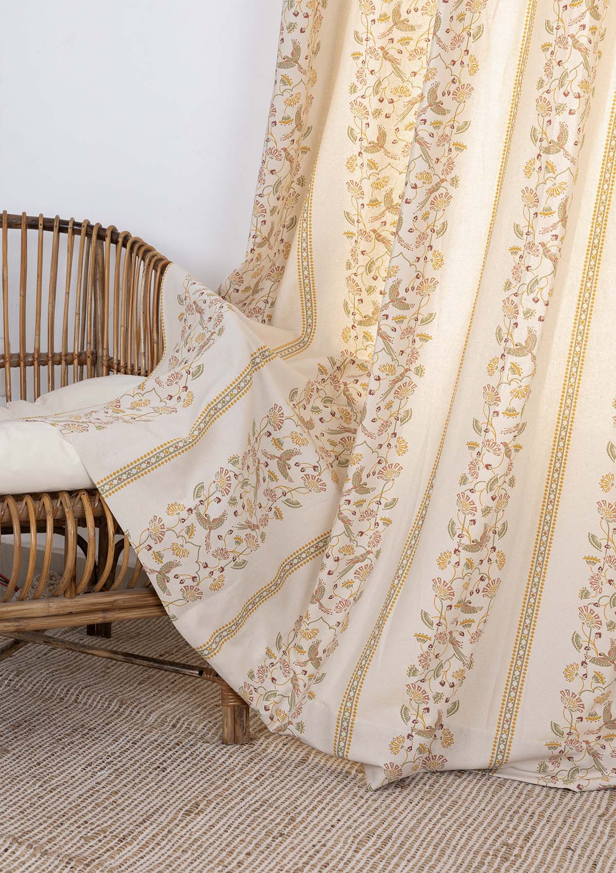 Meenakshi 100% Cotton Printed Curtain for living room & bedroom - Light Reduction - Multicolor - Single Piece