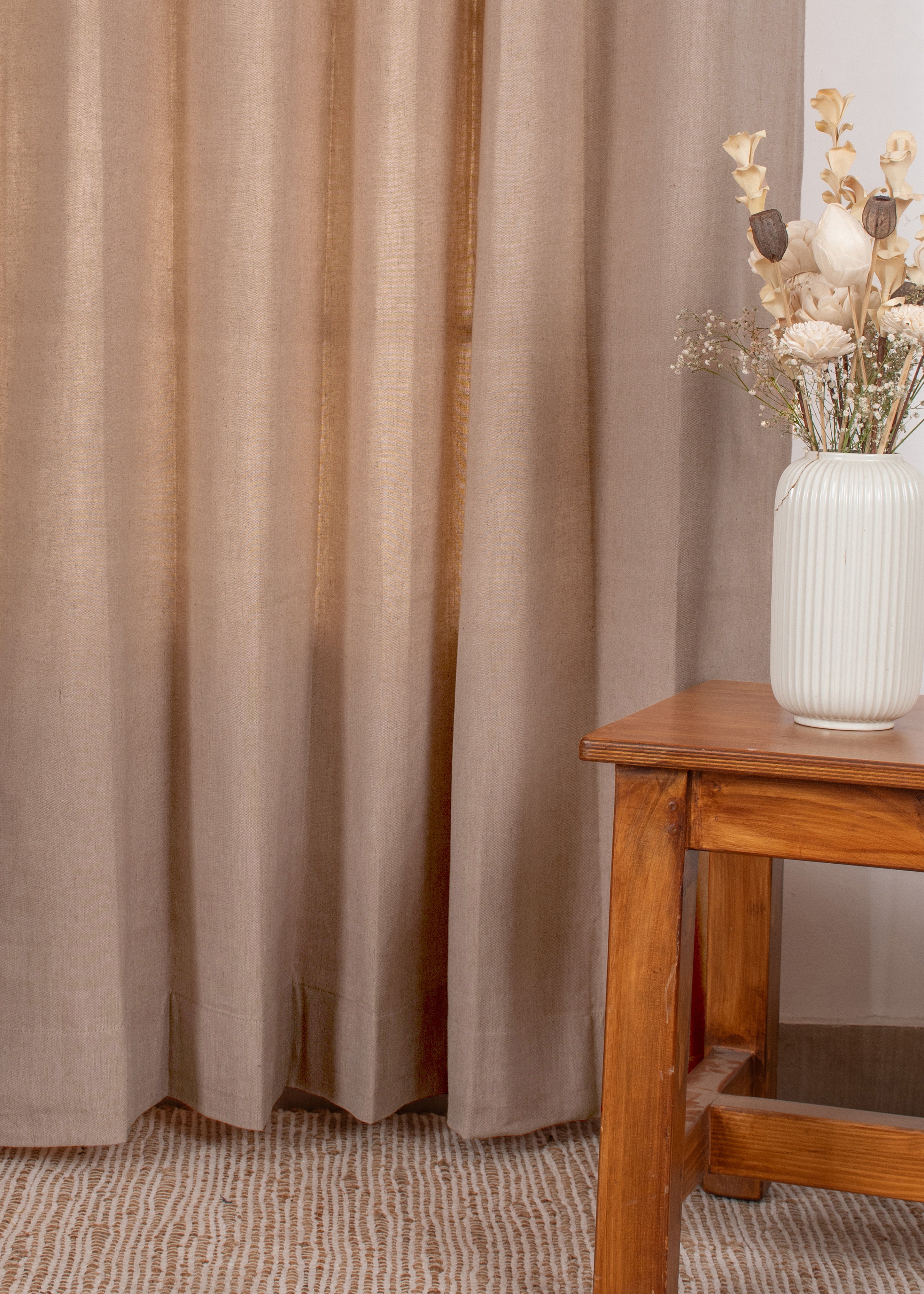 Pink Sand Solid Linen Cotton Curtain for Living room and bedroom - Room darkening - Single Piece