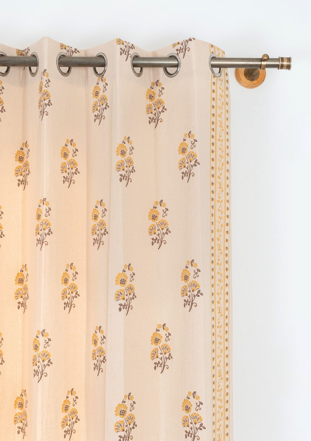 Indus 100% Customizable Cotton ethnic curtain for living room - Room darkening - Amber