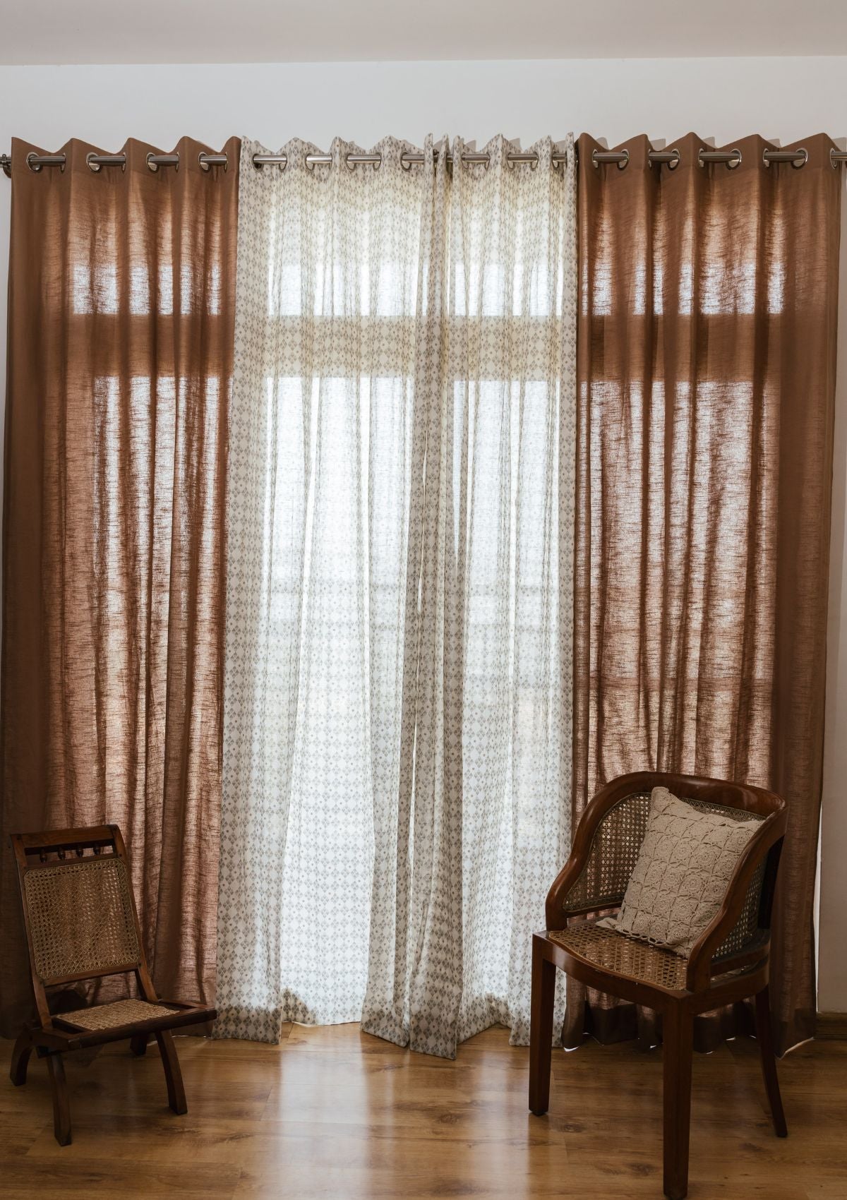 Solid chocolate brown 100% cotton plain curtain for bedroom - Room darkening - Single Piece