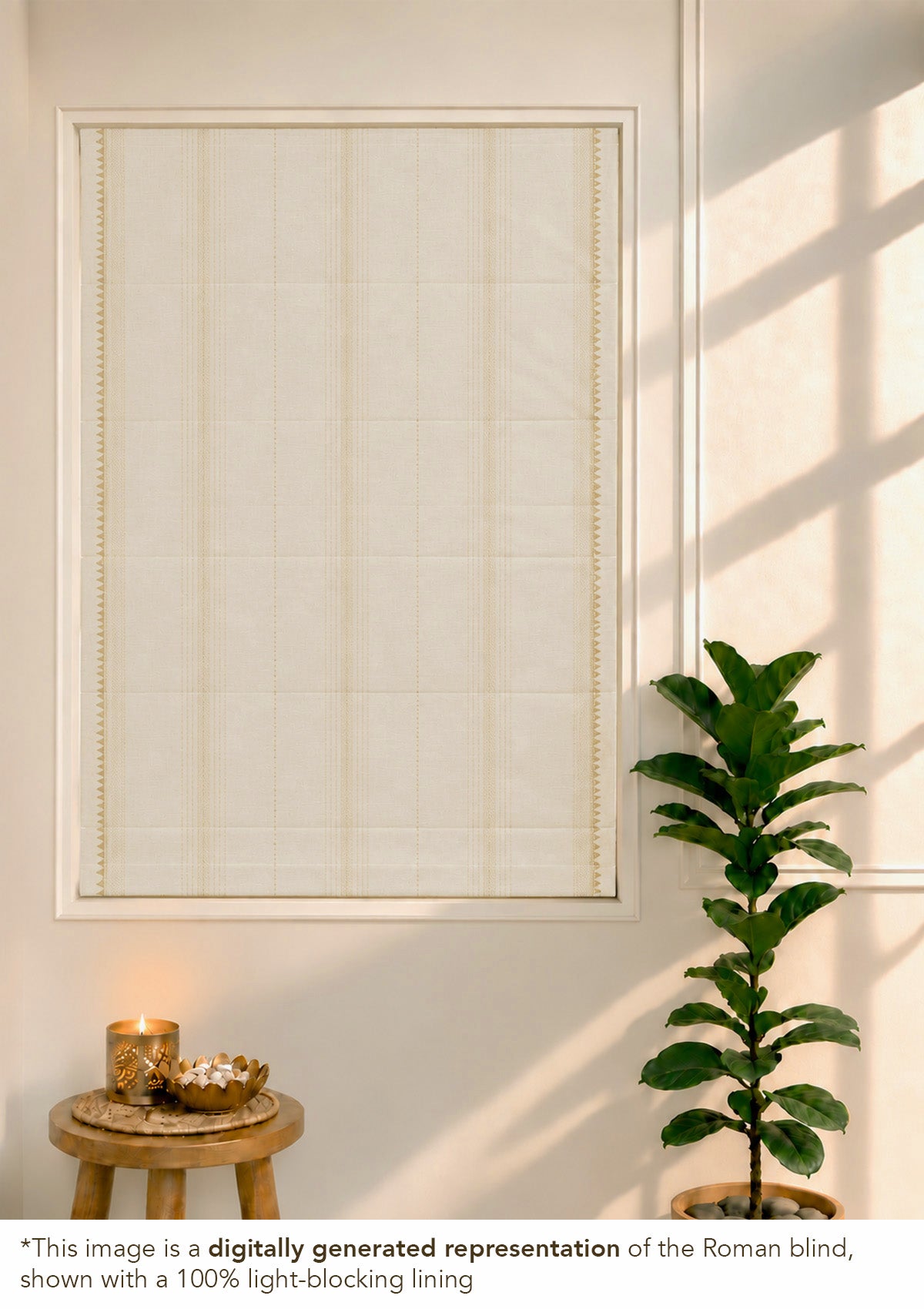 Daaram Gold & Beige Neutral Cotton Zari Blend Textured Blind For Livingroom / Bedroom | Light Reduction