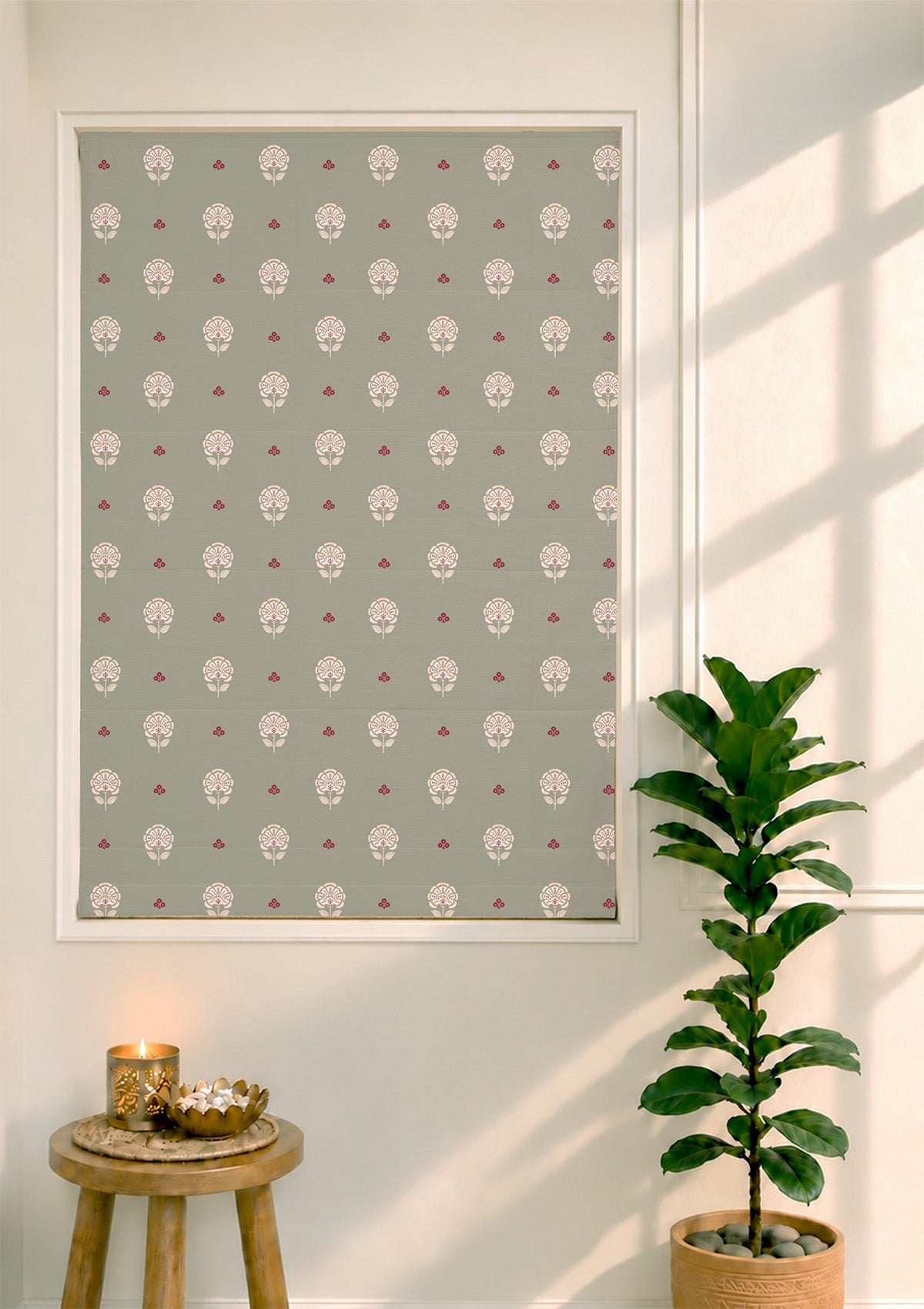 Gulnar Green Ethnic 100% Cotton Printed Blind For Livingroom / Bedroom | Room Darkening