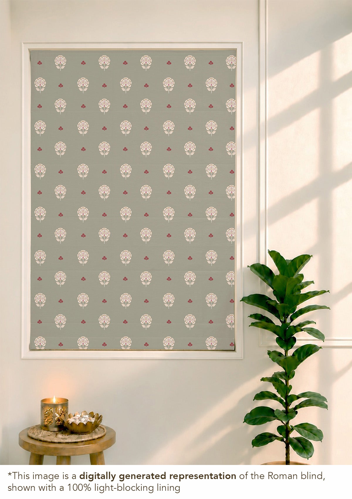 Gulnaar Green Ethnic 100% Cotton Printed Blind For Livingroom / Bedroom | Room Darkening