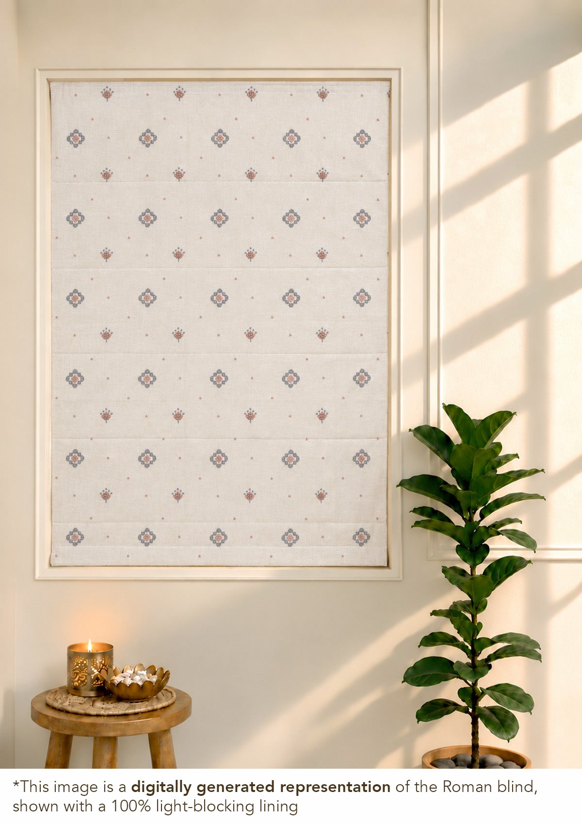 Ira Pink & Blue Ethnic 100% Cotton Sheer Embroidered Blind For Livingroom / Bedroom | Light Filtering