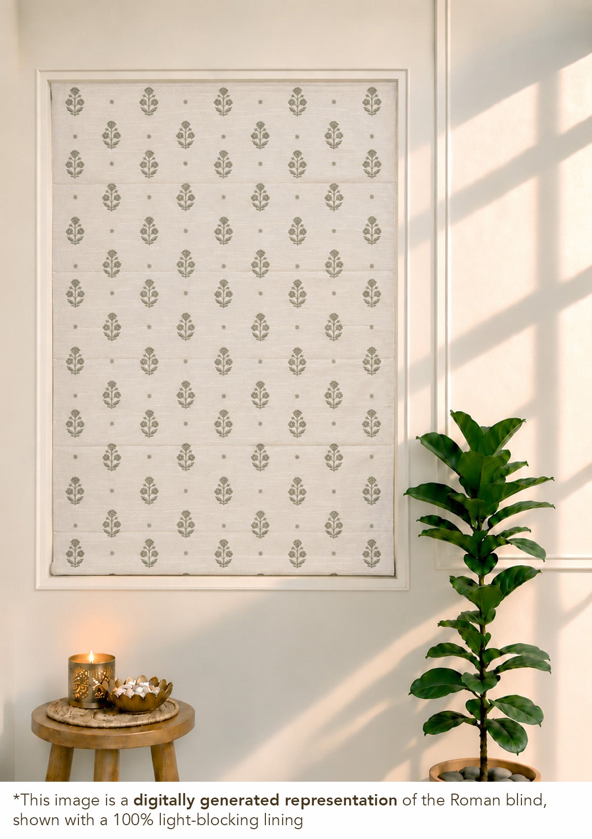 Juhi Green Floral 100% Cotton Embroidered Blind For Livingroom / Bedroom | Light Reduction