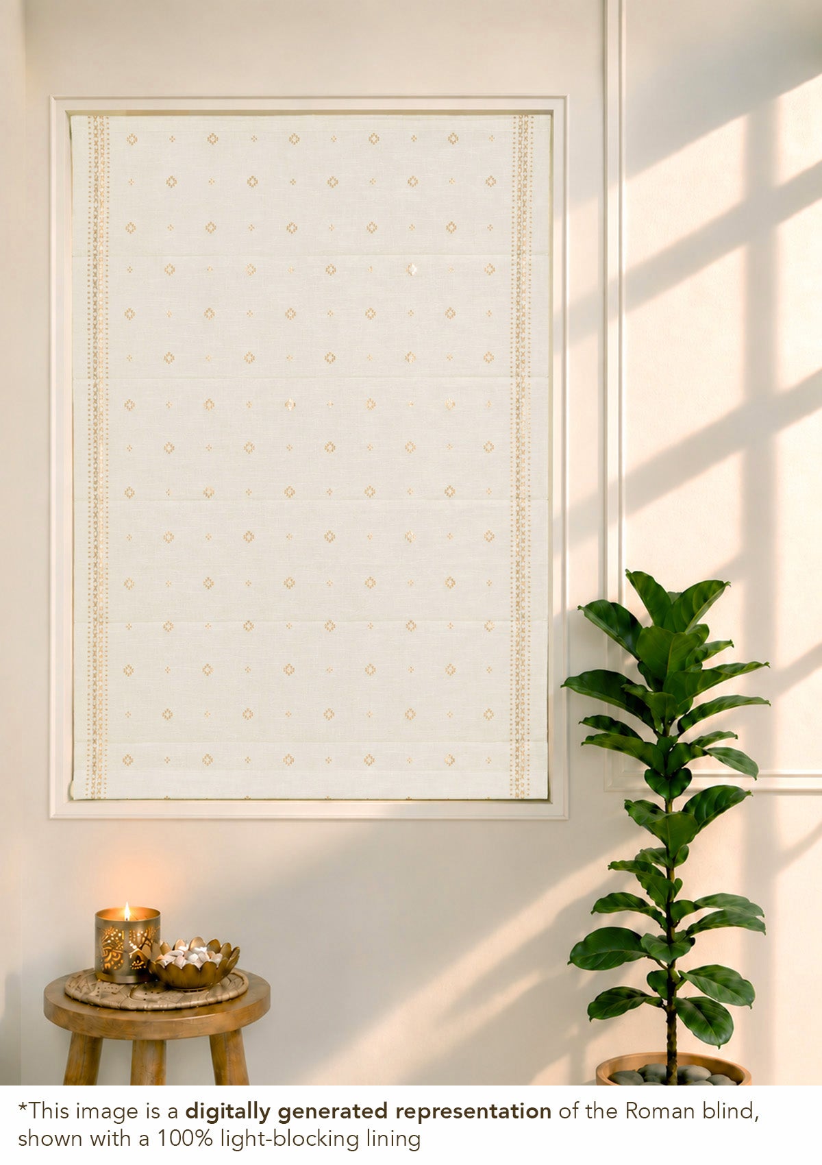 Kani Copper Beige Geometric 100% Cotton Sheer Printed Blind For Livingroom / Bedroom | Light Filtering