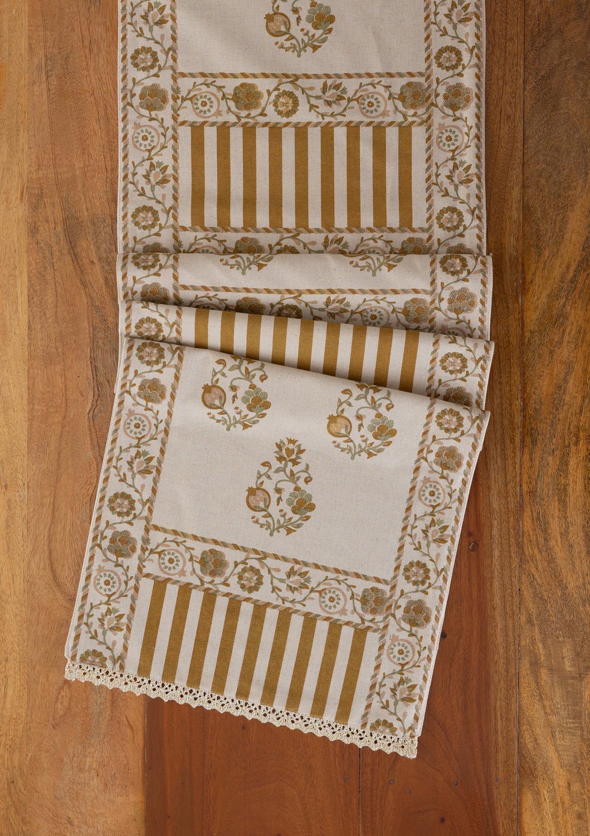 Ruman Yellow 100% Cotton Printed Table Runner