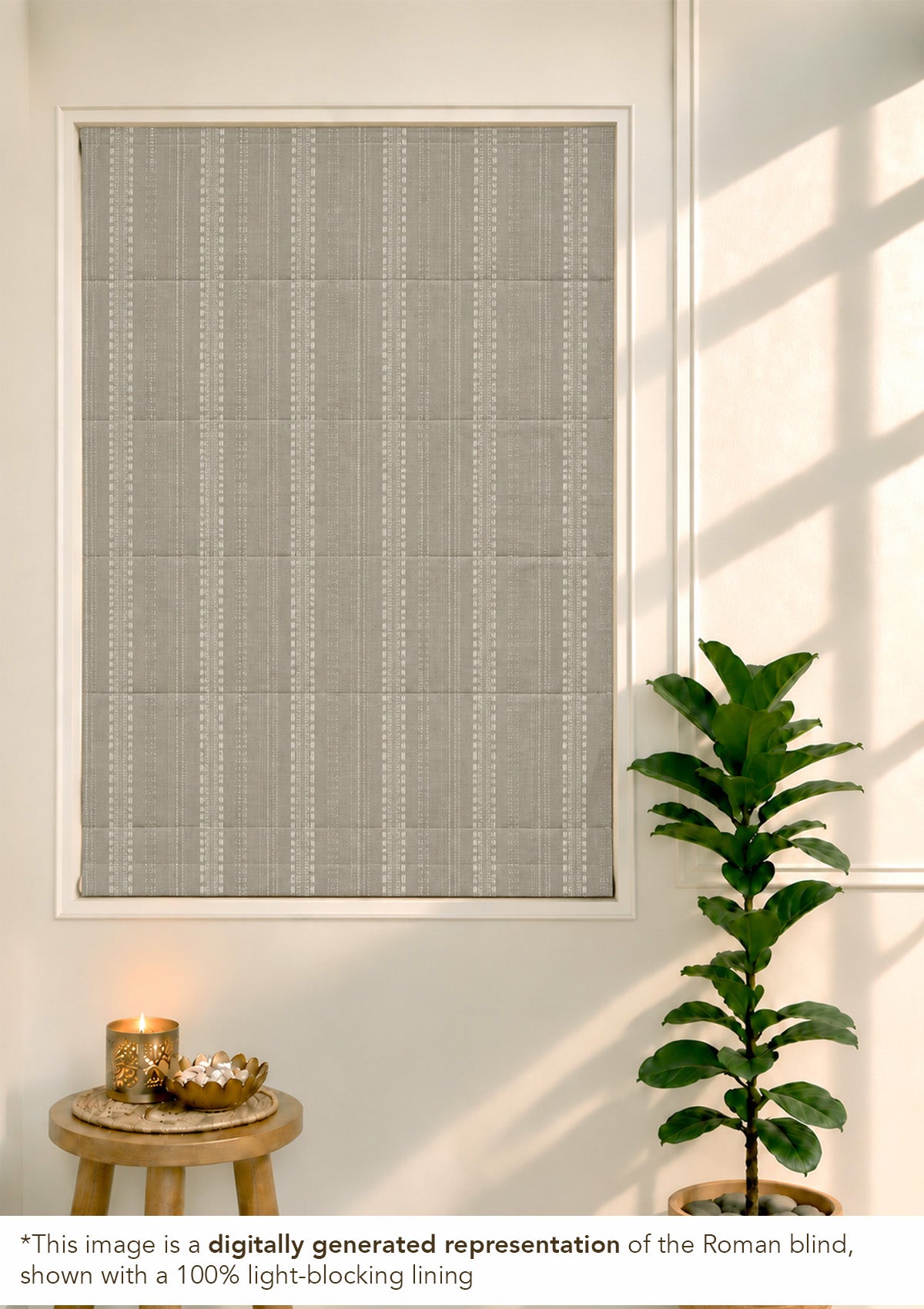 Zia Grey Neutral 100% Cotton Textured Blind For Livingroom / Bedroom | Room Darkening