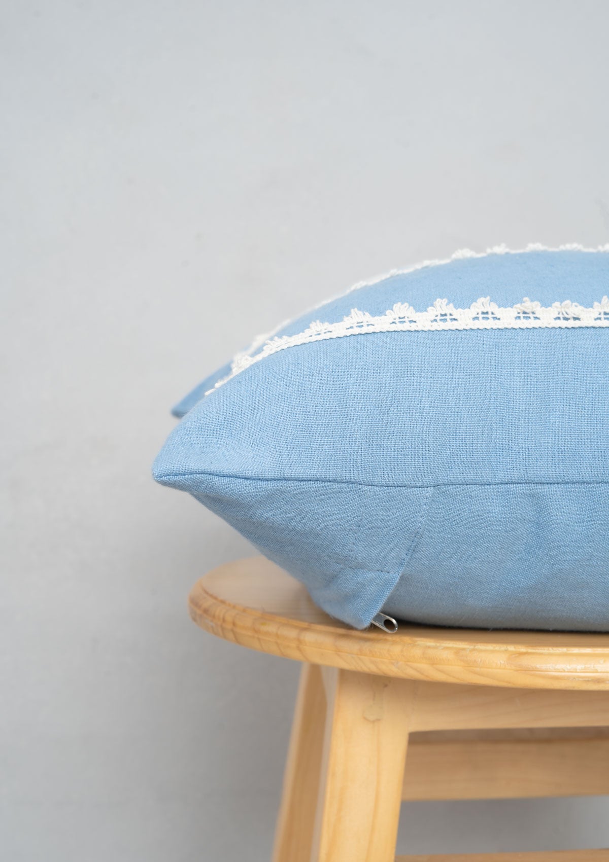 Heirloom 100% cotton embroidered decorative cushion cover for sofa - Powder Blue