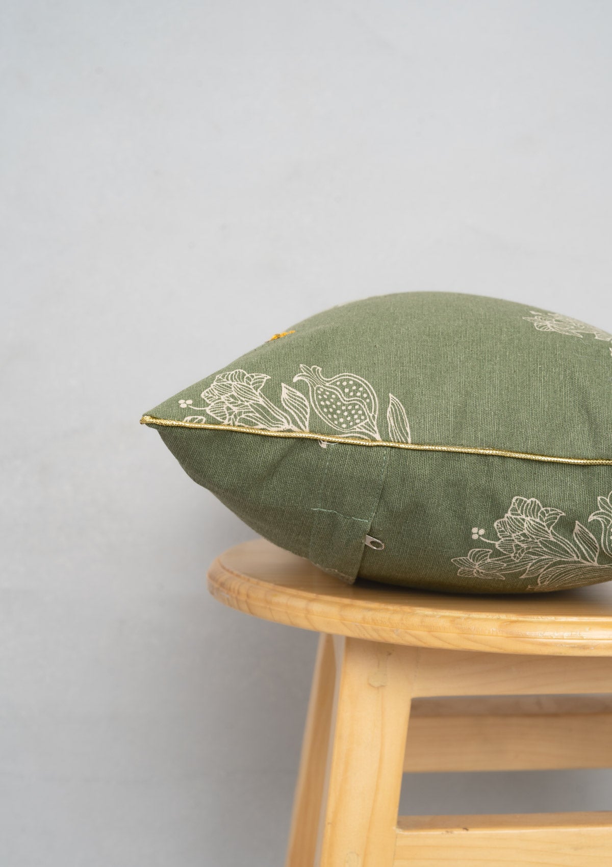 Malabar 100% Cotton floral cushion cover for sofa - Pepper green