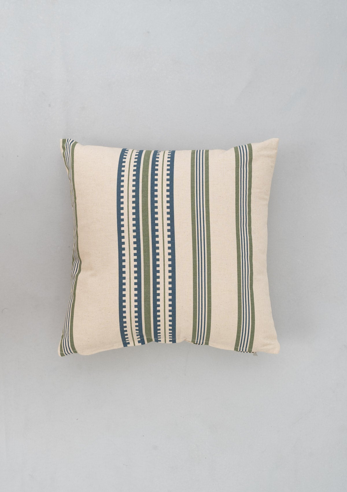 Roman Stripes 100% cotton geometric cushion cover for sofa - Green and Blue