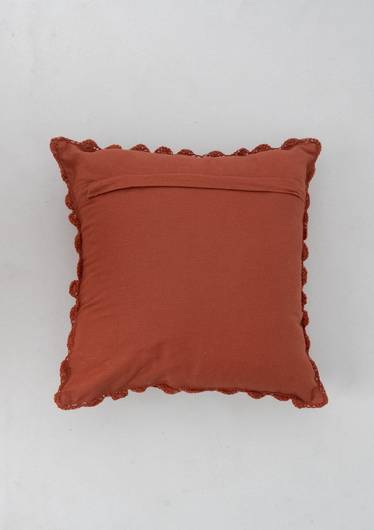 Terracotta Crochet 100% cotton cushion cover for sofa - Red