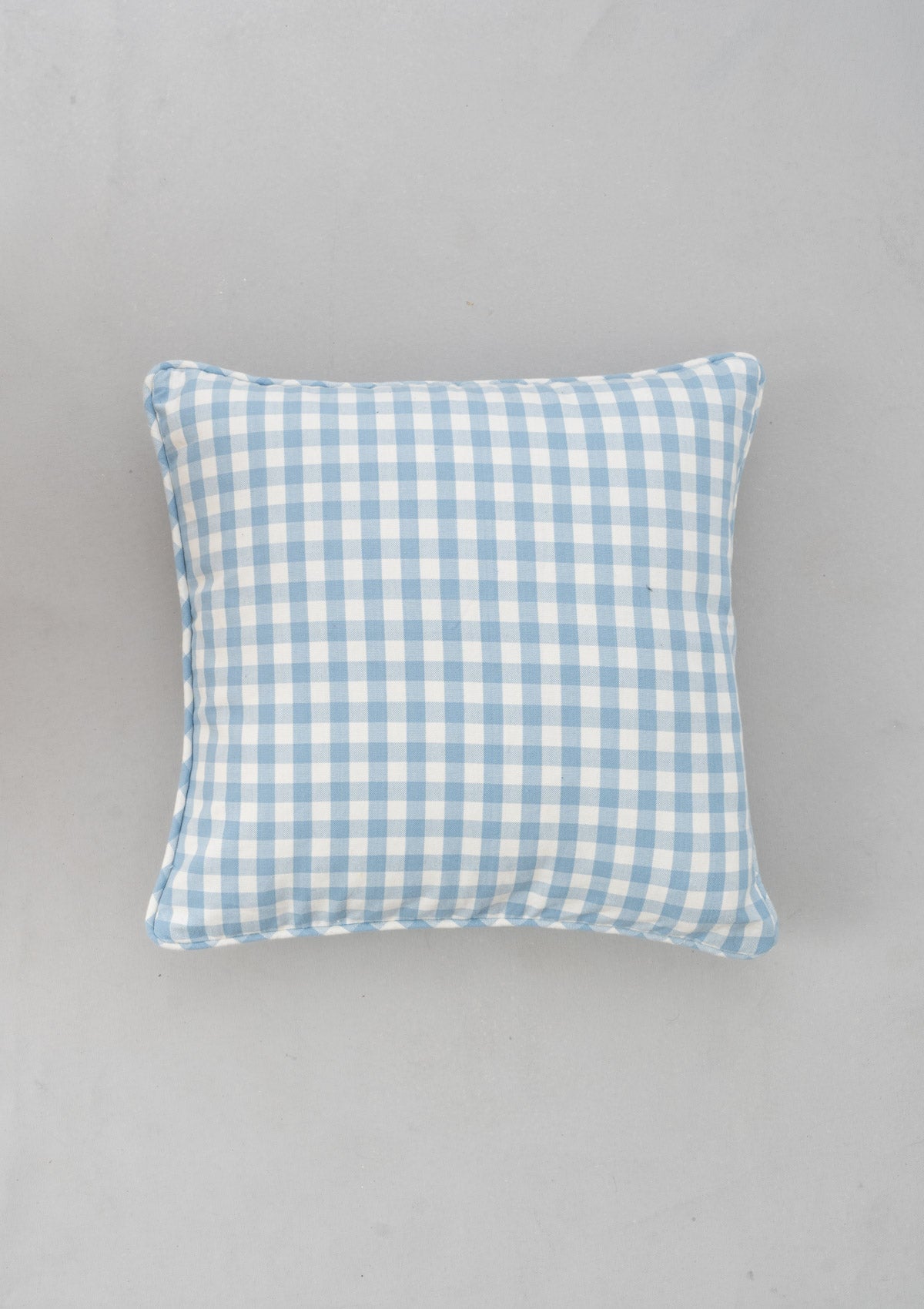 Gingham Woven 100% cotton geometric cushion cover for sofa - Powder Blue