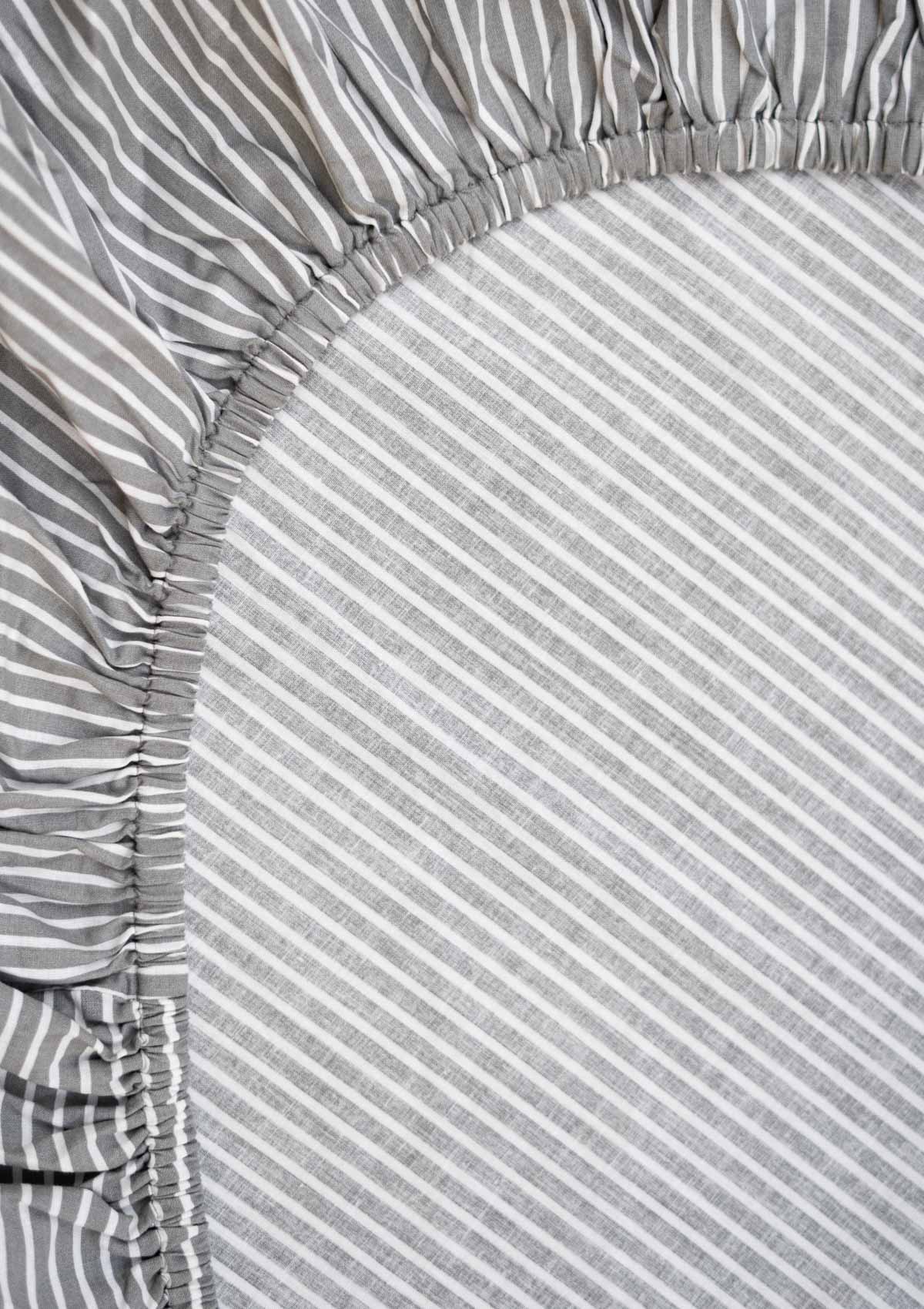 Stripes Fitted Sheet - Charcoal Grey