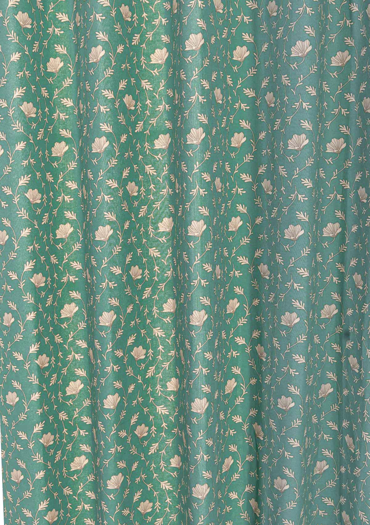 Eden aqua blue 100% cotton floral curtain for bed room - Room darkening - Single - Single Piece