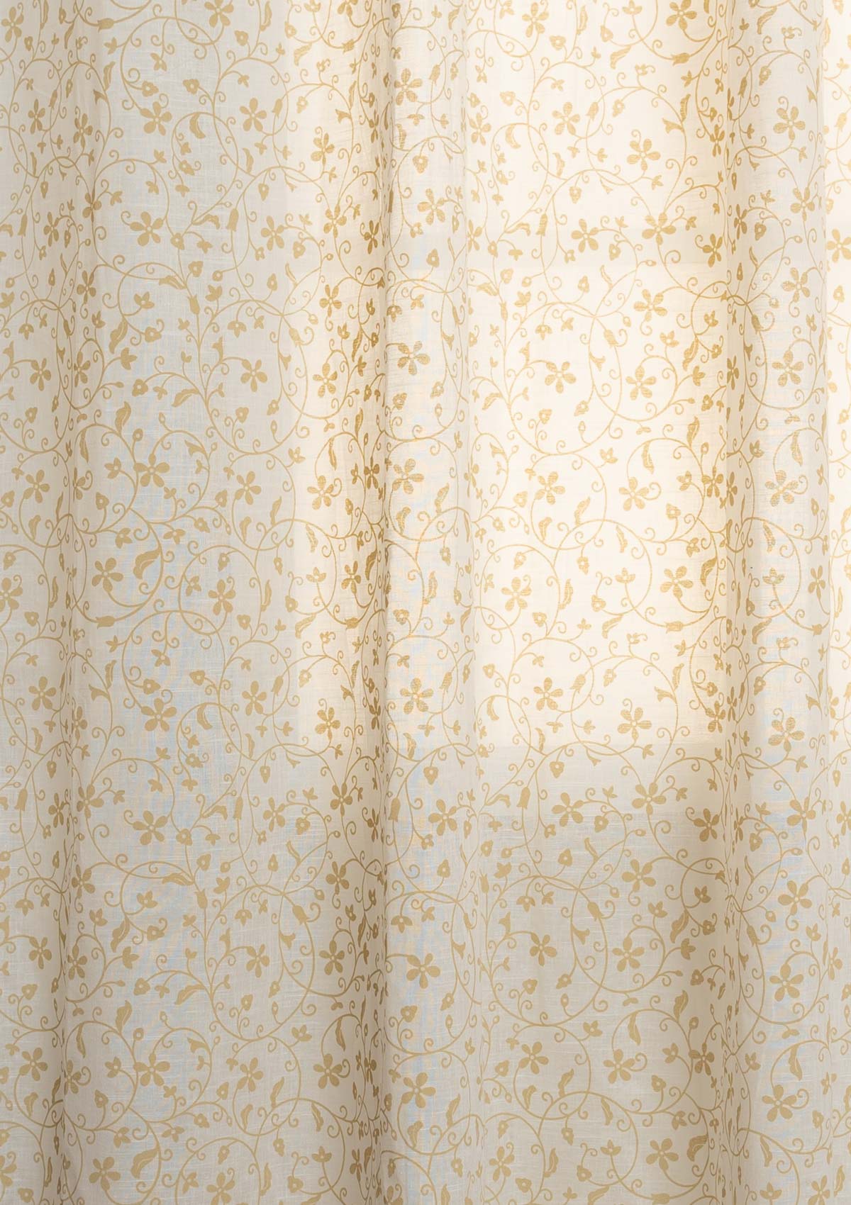 Sandalwood floral 100% cotton sheer curtain for living room - Light filtering - Ivory - Single Piece