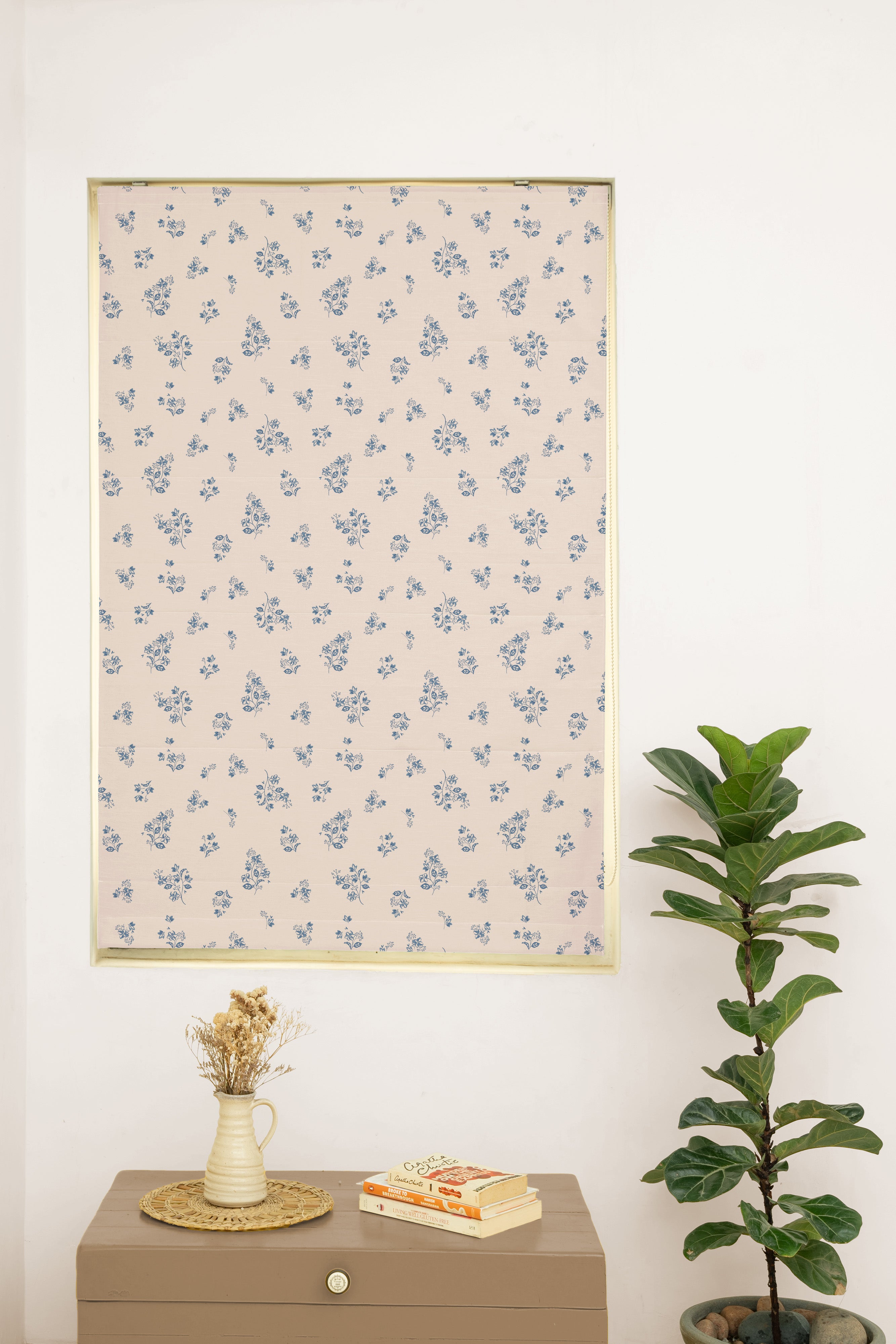 Whisper 100% Customizable Linen floral blind for living room - Room darkening