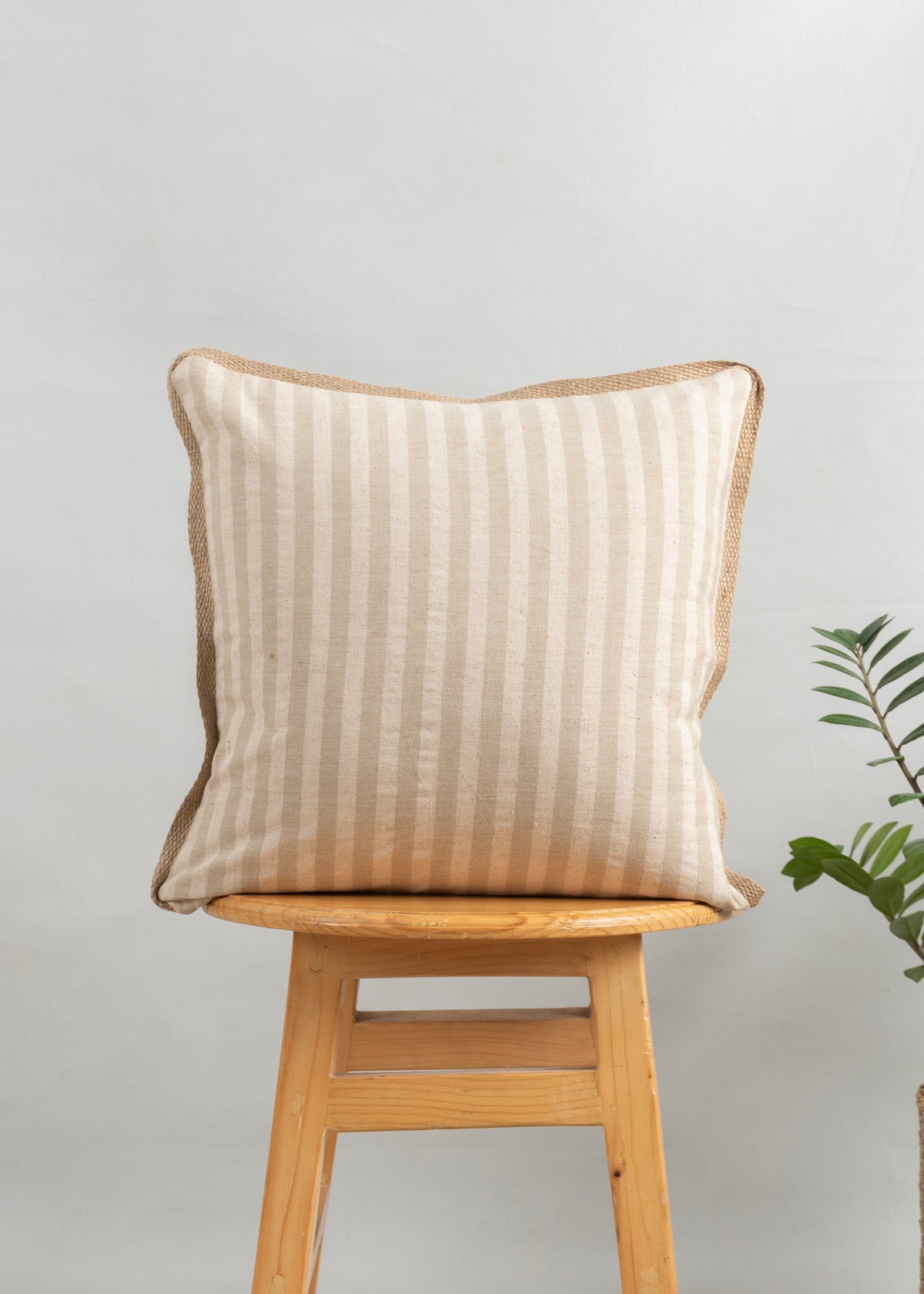 Nargis & Loom Green & Beige | Embroidered Linen Floral | 100% Cotton Cushion Cover For Sofa | Pack of 2