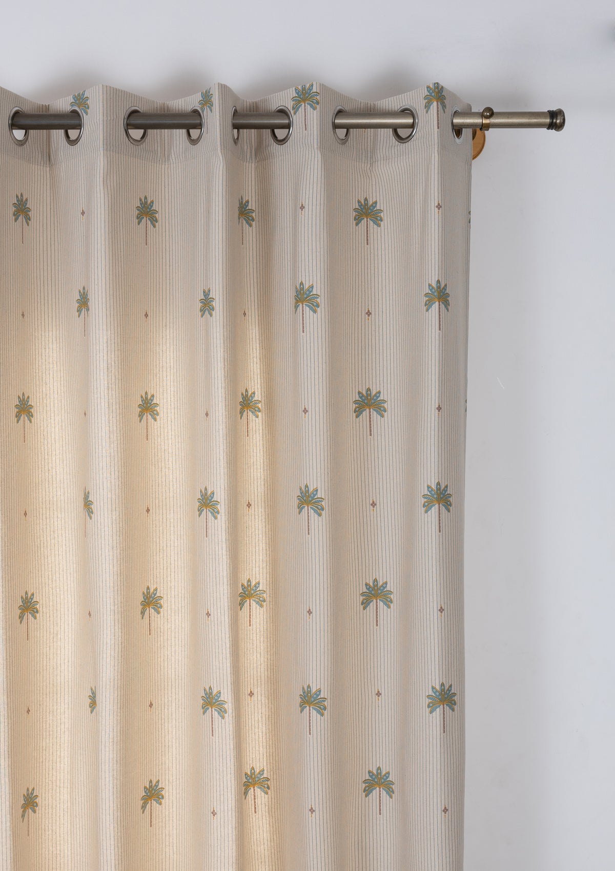 Tala Teal Floral 100% Cotton Printed Curtain For Livingroom / Bedroom | Light Reduction | Single Piece