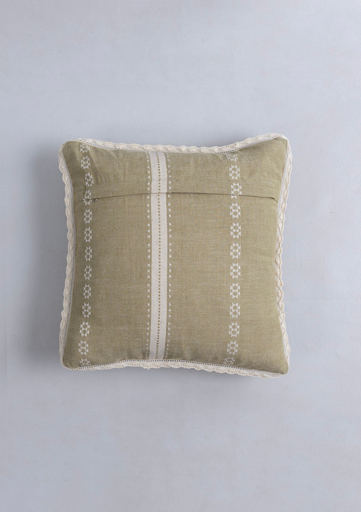 Valli & Bhumi Green & Gold | Embroidered Textured Floral | 100% Cotton Cushion Cover For Sofa | Pack of 2