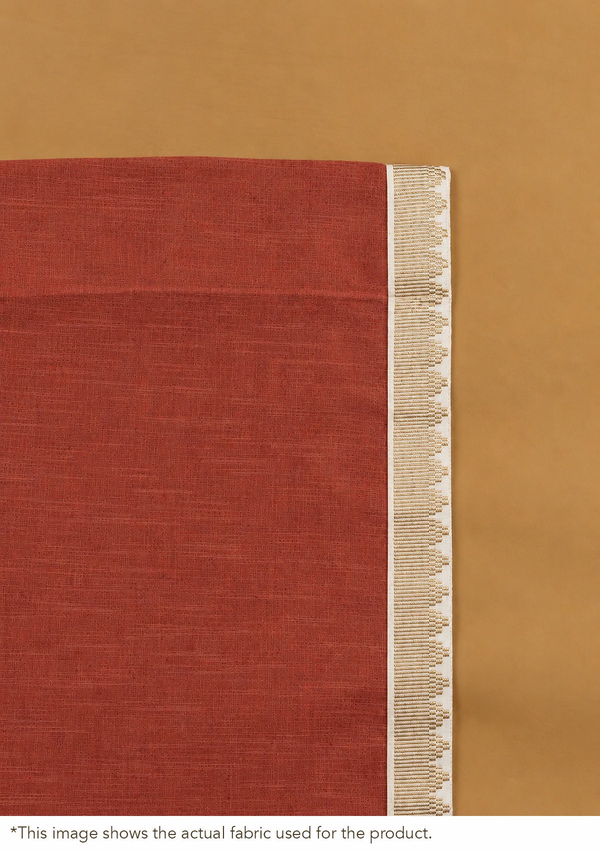 Kinari Brick Red & Gold Ethnic 100% Cotton Textured Blind For Livingroom / Bedroom | Room Darkening