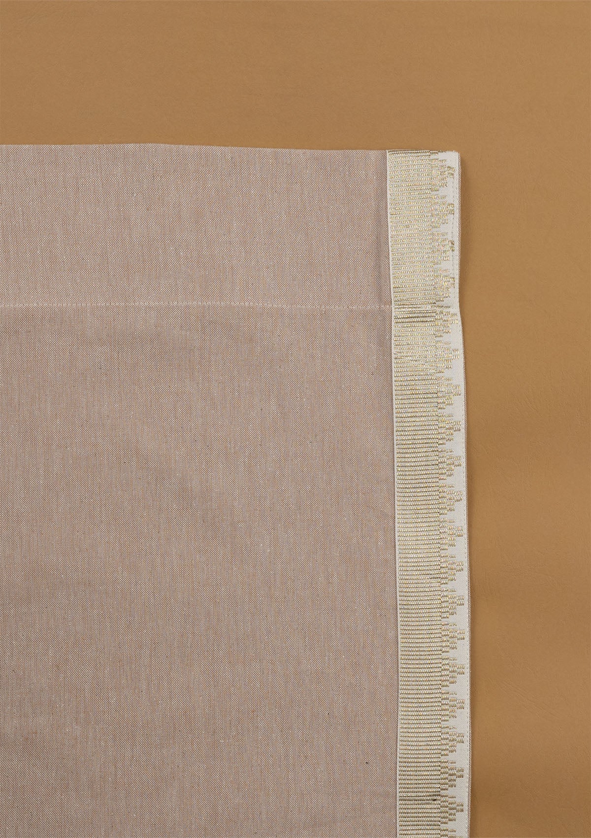 Kinari Pink Sand & Gold Ethnic Linen Cotton Blend Textured Curtain For Livingroom / Bedroom | Room Darkening | Single Piece