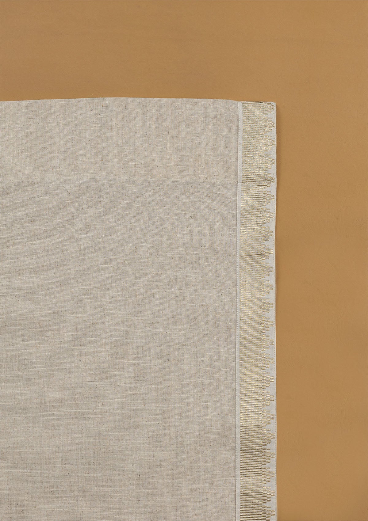 Kinari Solid Linen Gold & Beige Ethnic Cotton Blend Textured Curtain For Livingroom / Bedroom | Light Reduction | Single Piece