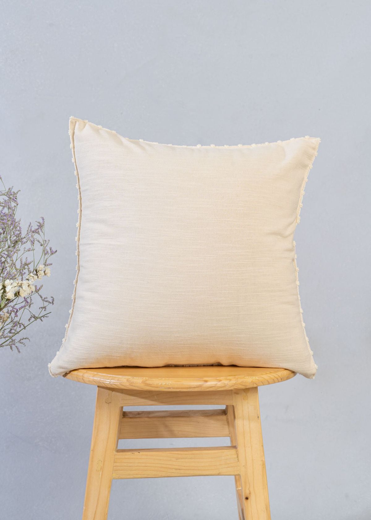 Solid Cream 100% cotton plain cushion cover for sofa