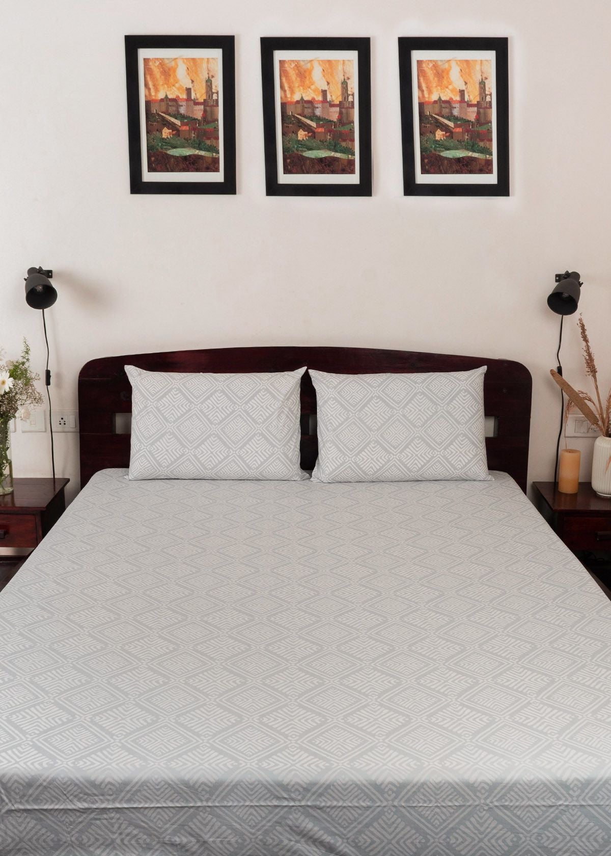 Kilim Printed Cotton Flat Sheet - Blue