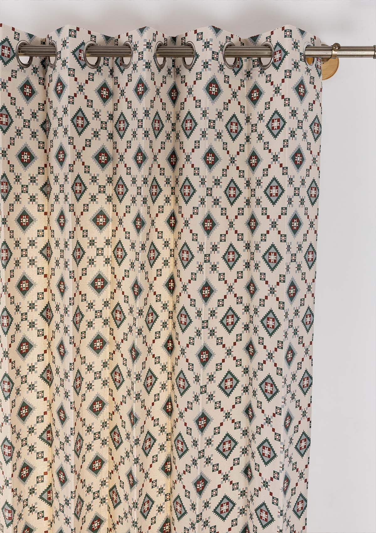 Thinnai 100% Cotton Ethnic Printed Curtain for Living & Bedroom - Light Reduction - Multicolor - Single Piece