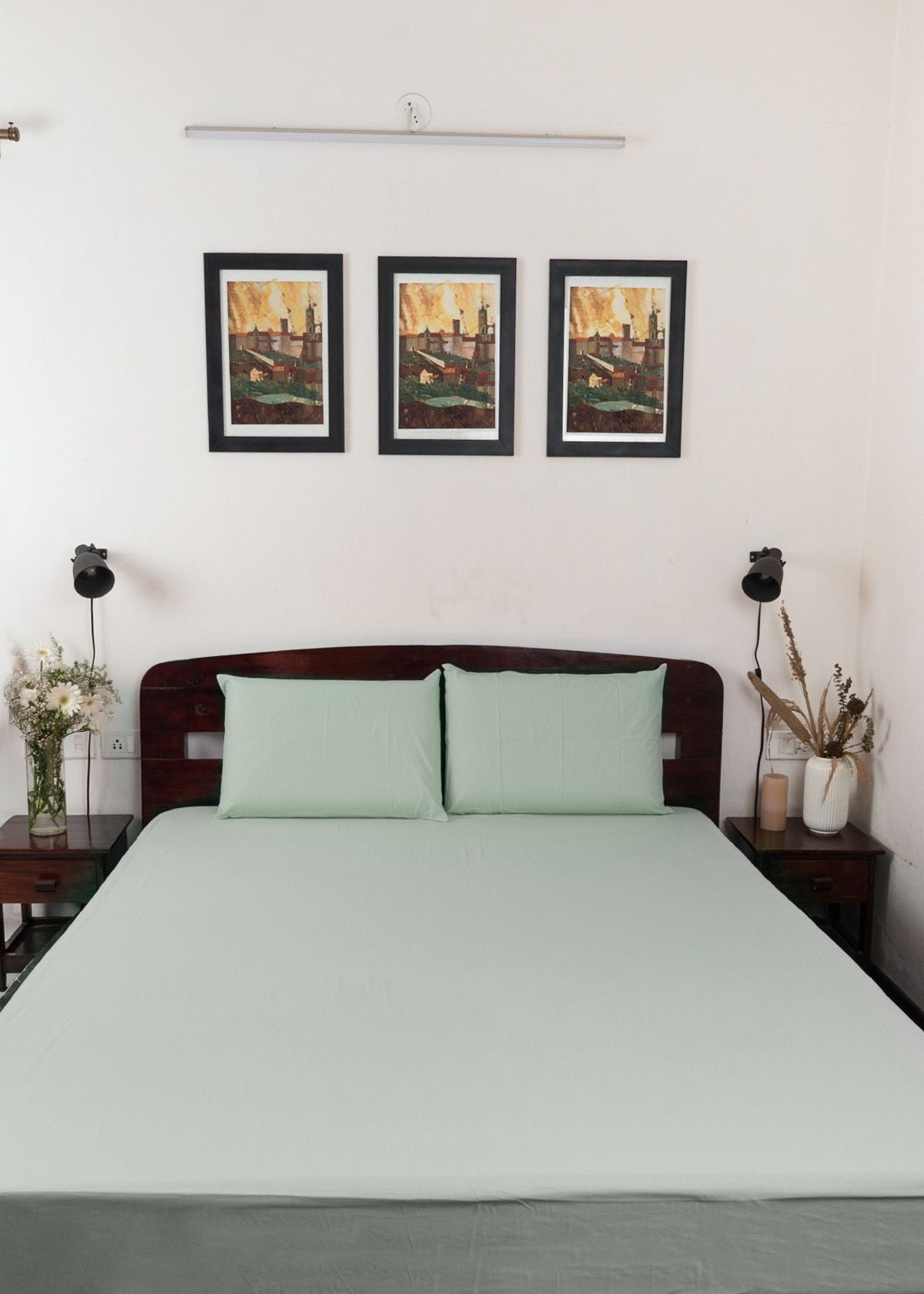 Solid Cotton Flat Sheet - Mint