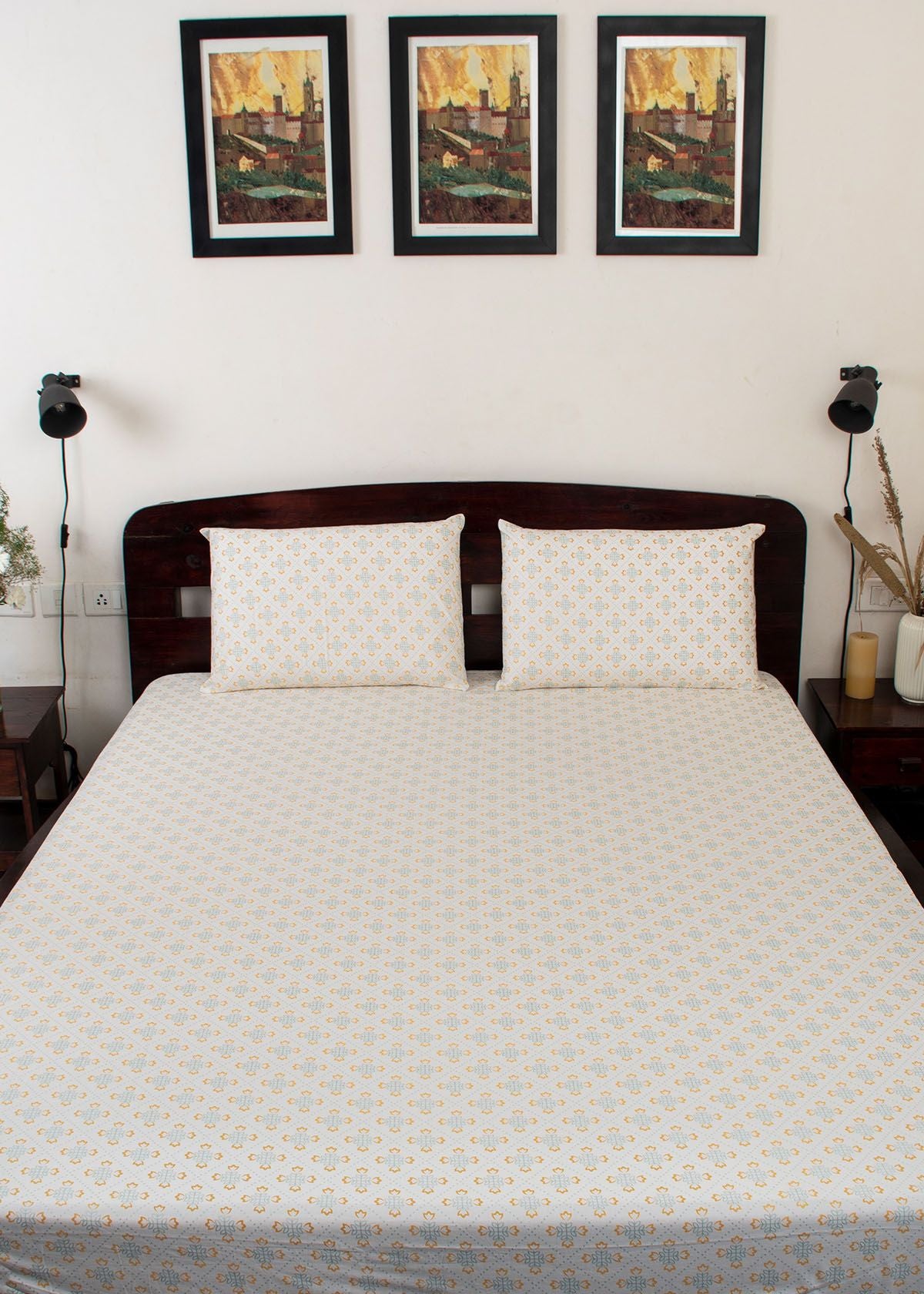 Palm Grove Printed Cotton Flat Sheet - Multicolor