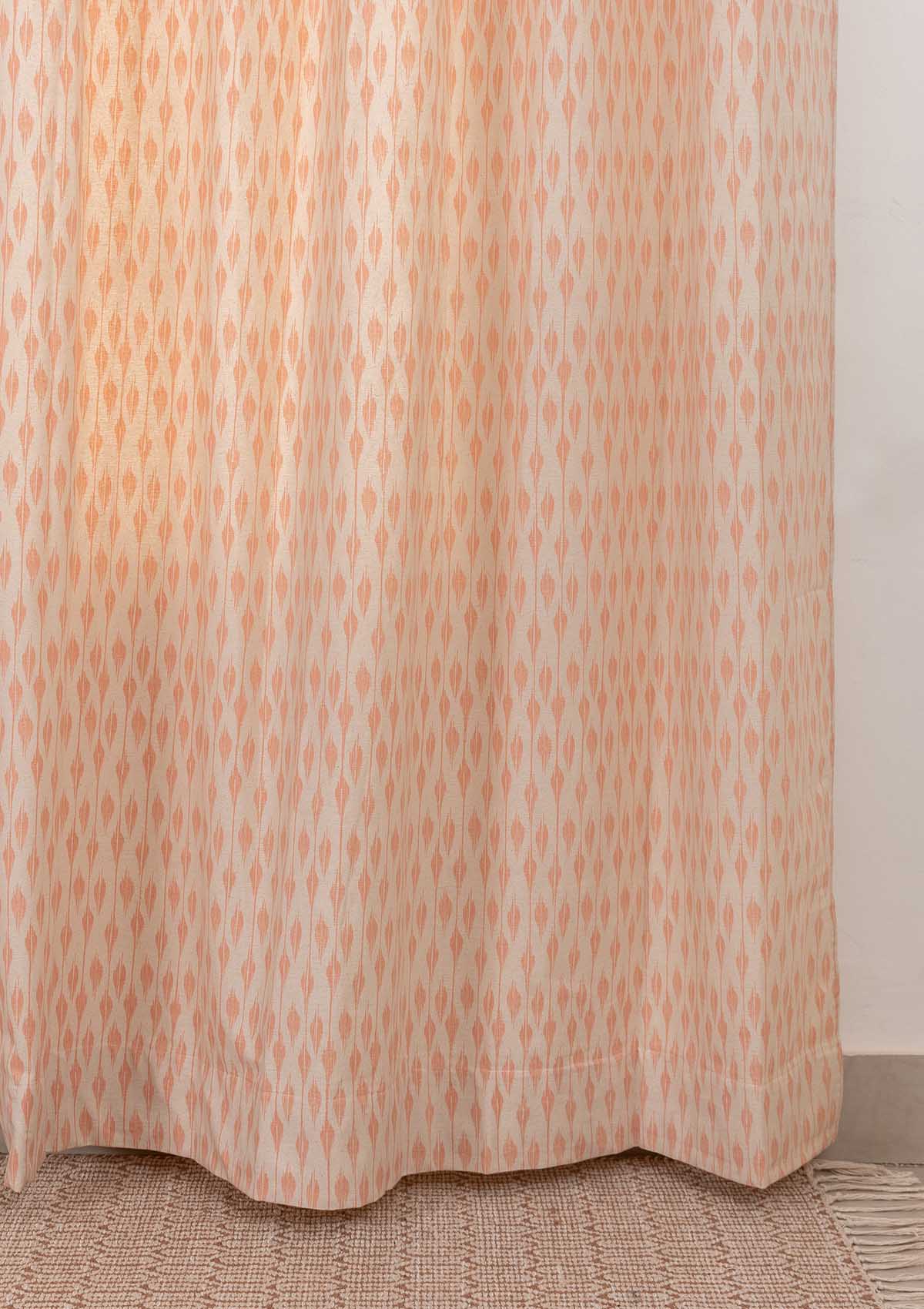 Chenab Printed Cotton Curtain - Blush