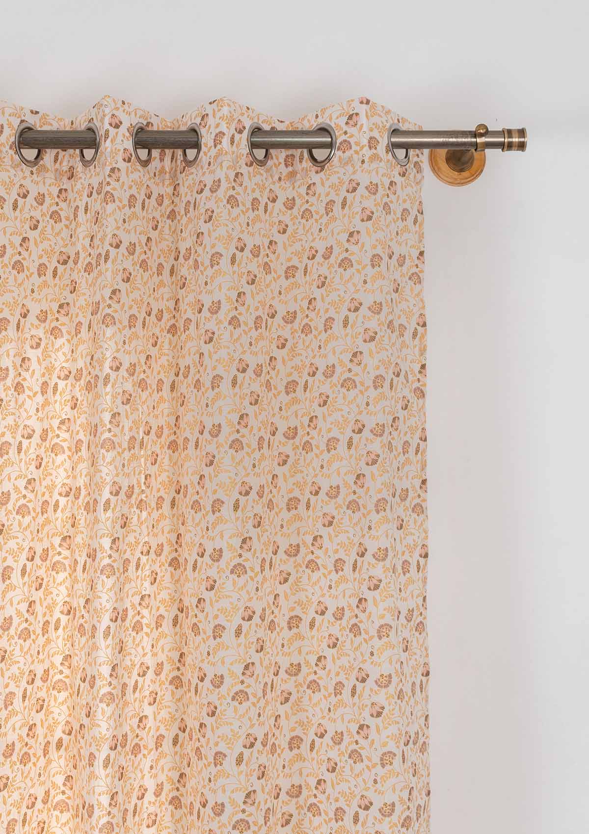 Calico Printed Sheer Curtain - Amber