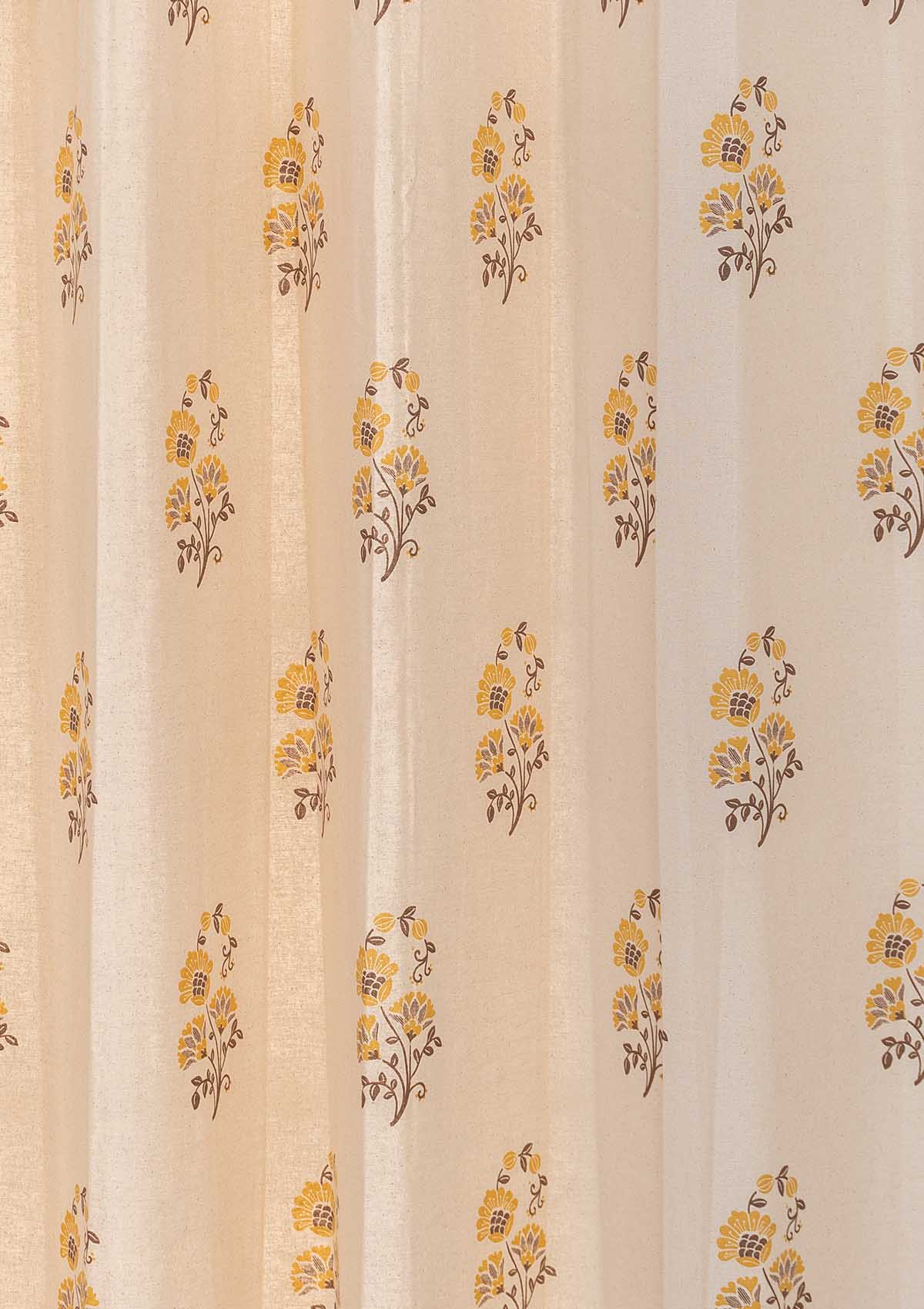 Indus Printed Cotton Curtain - Amber