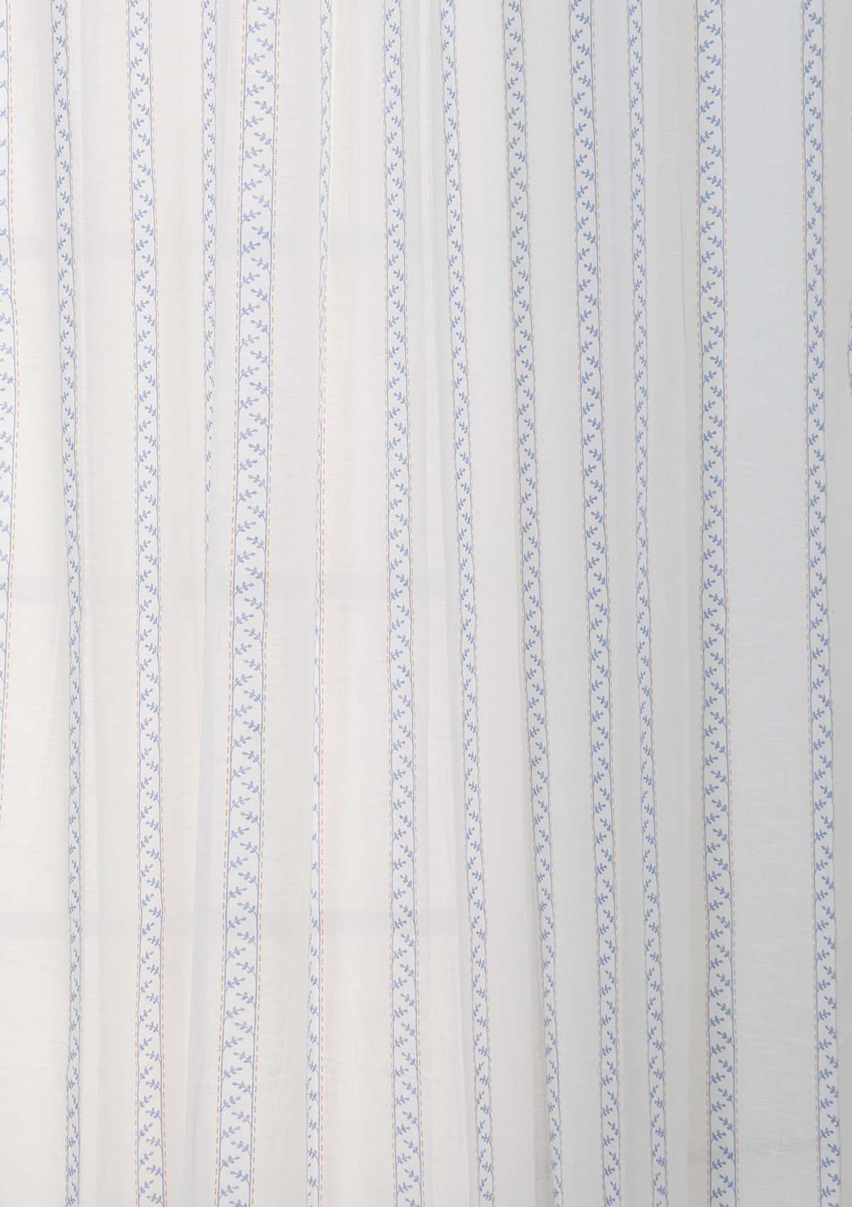 Oriental Stripes printed Sheer Curtain - Powder Blue
