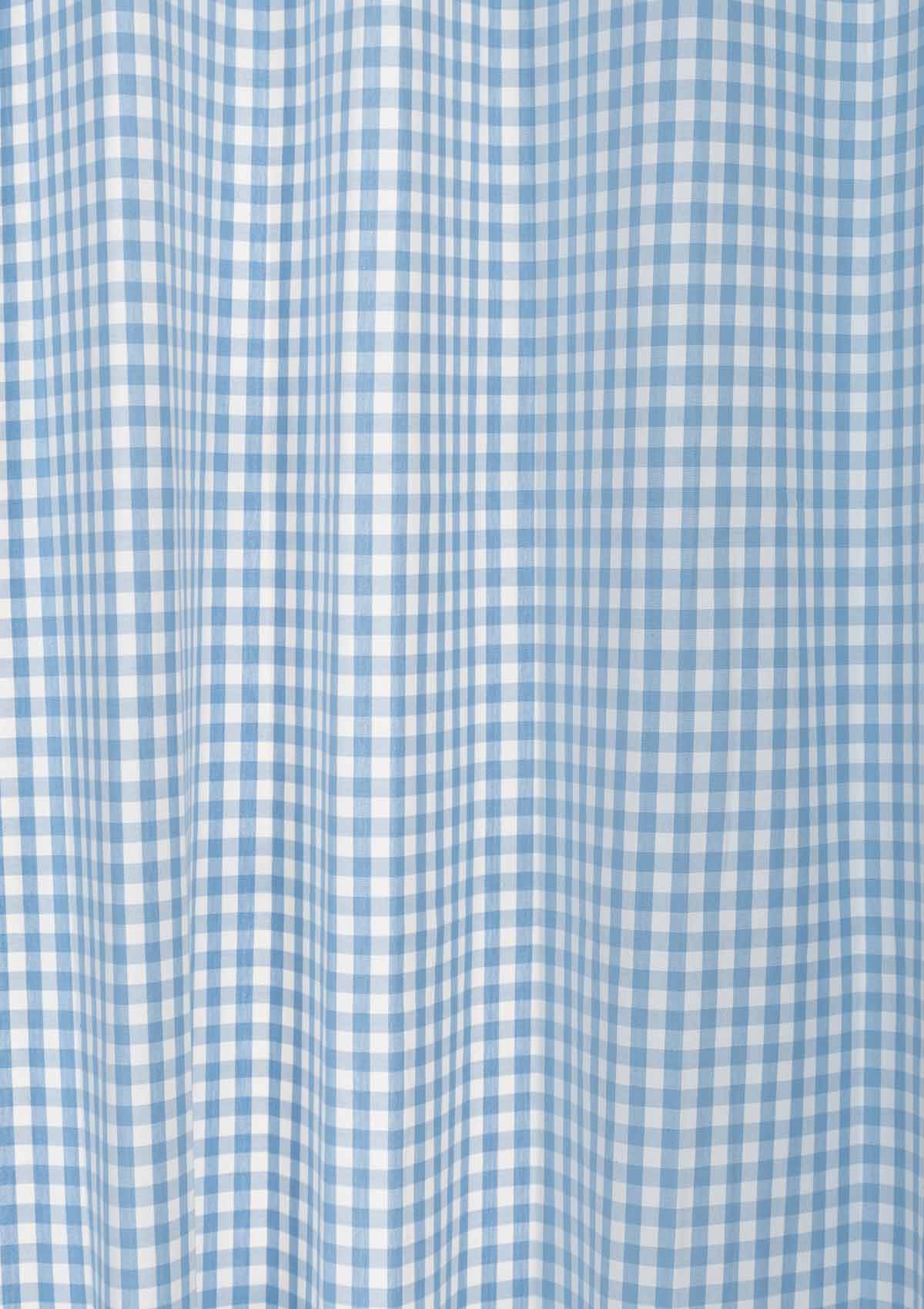 Gingham Woven Cotton Curtain - Powder Blue