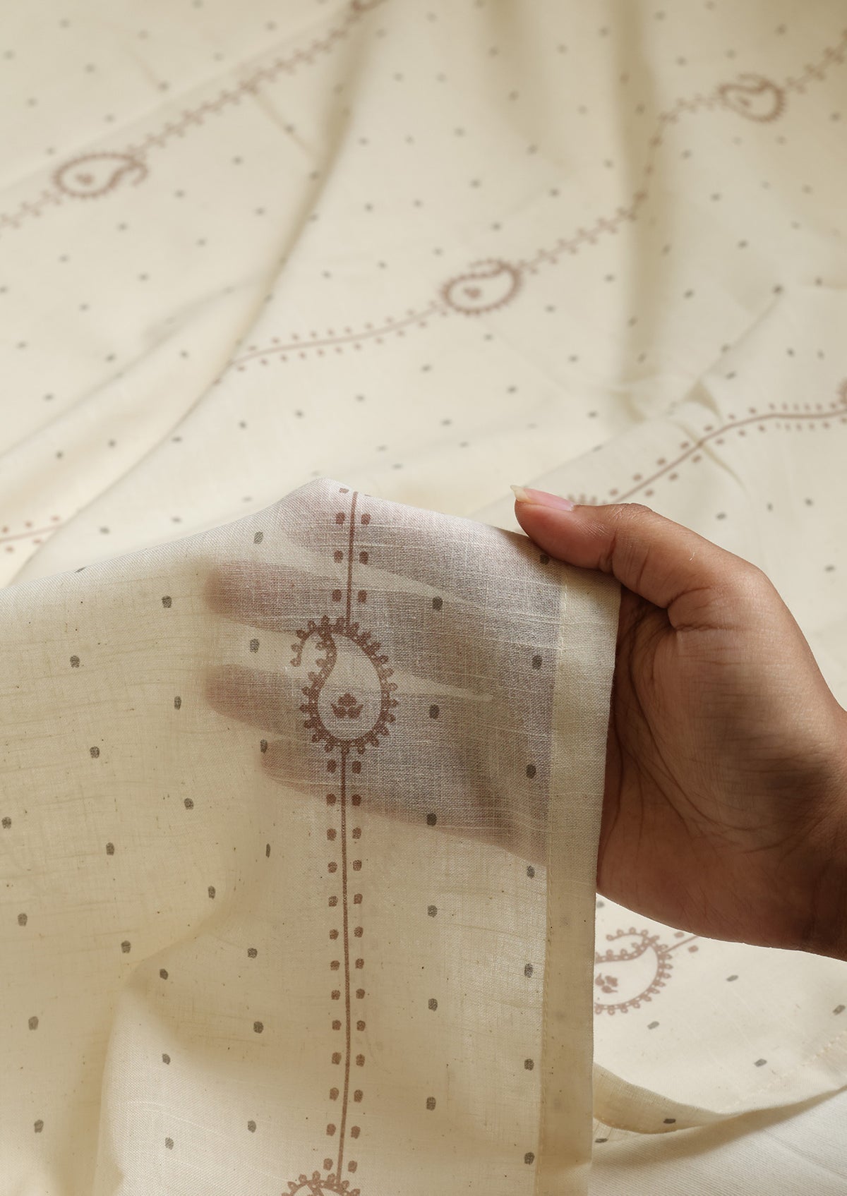 Ambi Brown & Grey | 100% Cotton Sheer Printed | Light Filtering Fabric