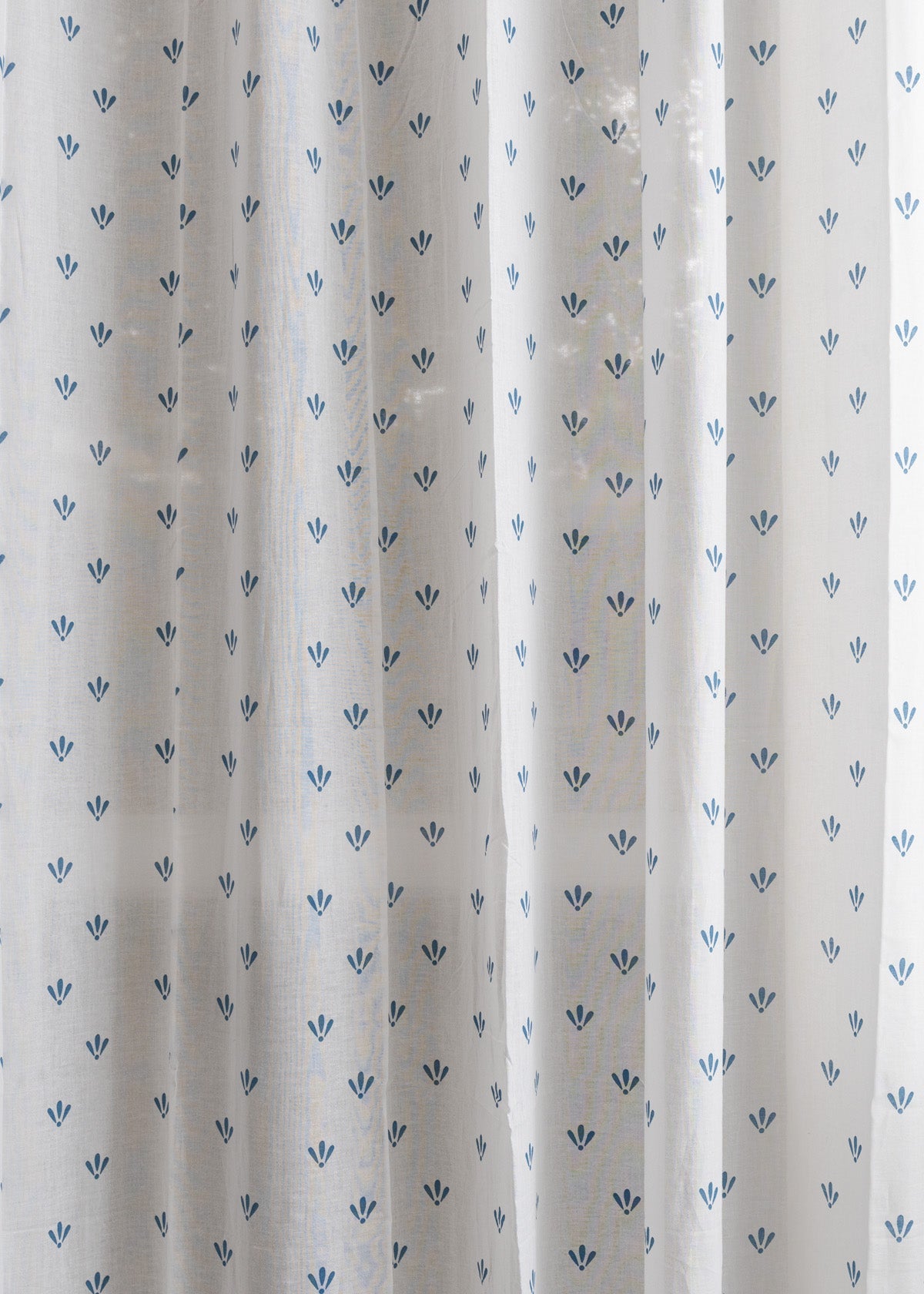 Aniseed 100% cotton floral sheer curtain for living room - Light filtering - Indigo - Pack of 1