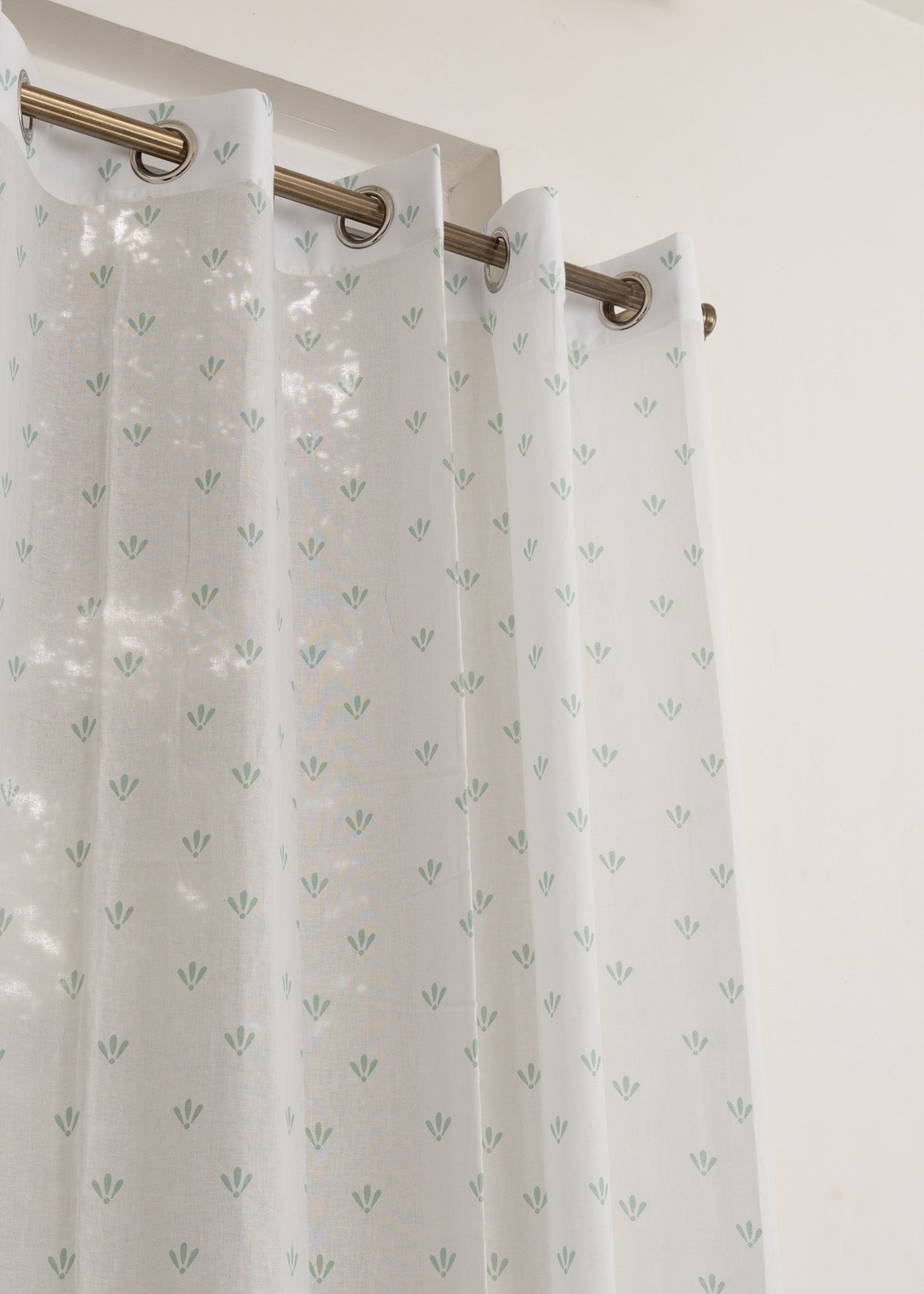 Aniseed Printed Sheer Curtain - Nile Blue